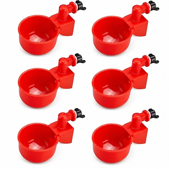 Home Collection Pack of 6 Automatic Chicken Waterer Cups for Poultry Coop Watering