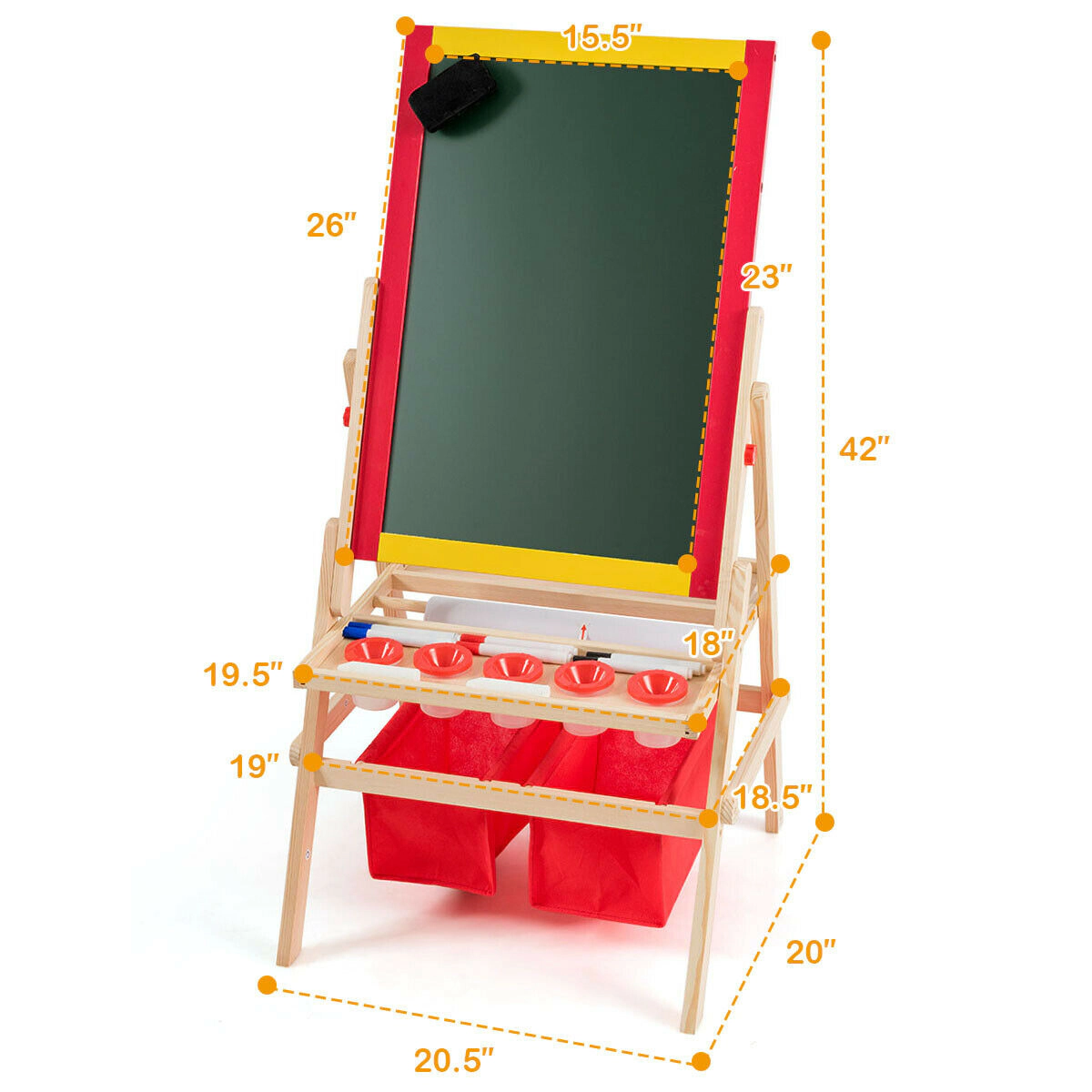 SUGIFT Flip-Over Double-Sided Kids Art Easel with Magnetic Blackboard and Whiteboard 20.5-in Frame Ages 3+ Multicolor