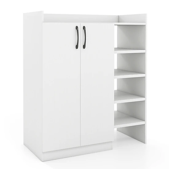 Glintex 33-Inch Shoe Cabinet with Safety Barrier Top and 2 Adjustable Inner Shelves, White
