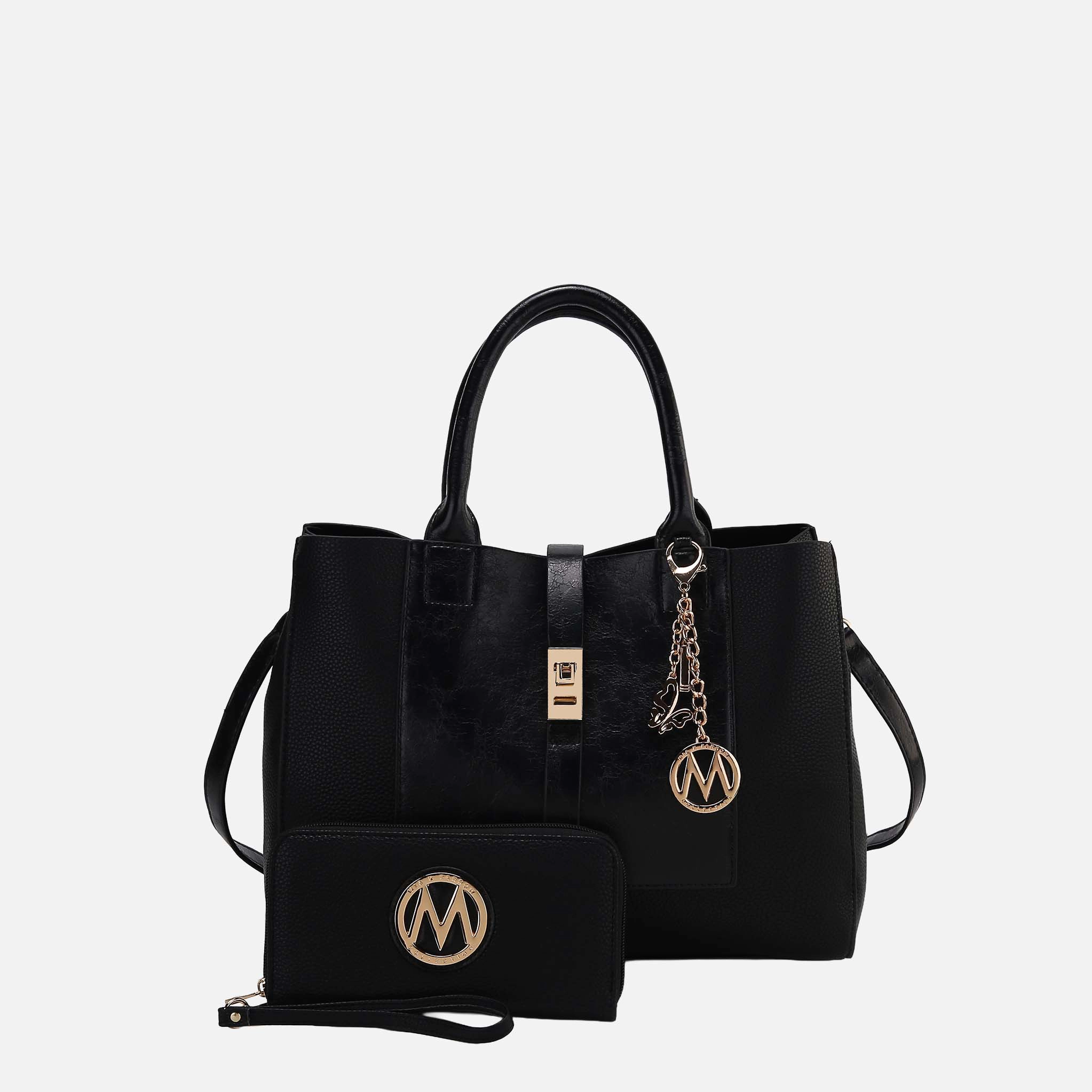 MKF Collection by Mia K Yola Satchel Handbag with Matching Wallet - Vegan Pebble Faux Leather