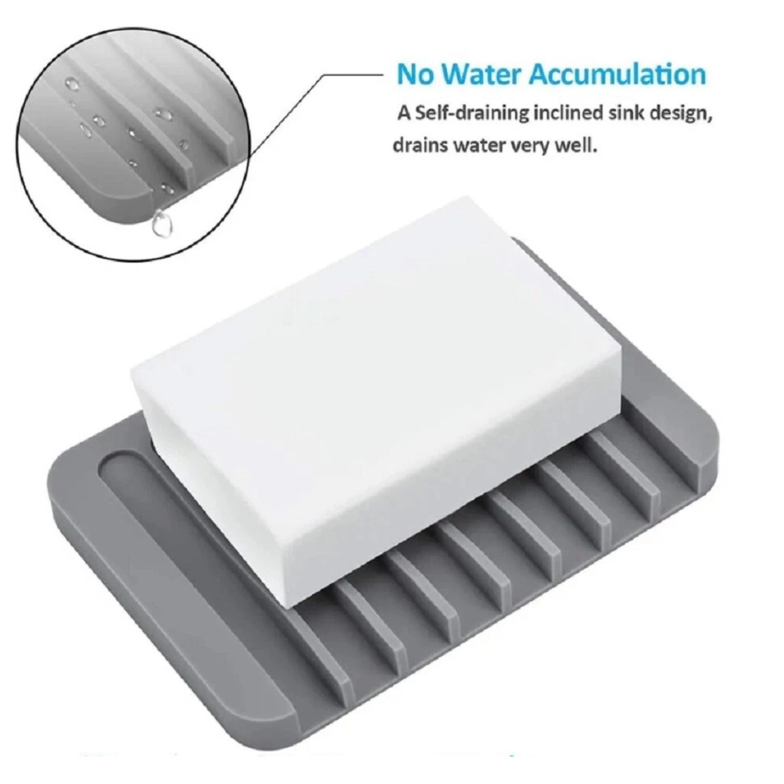 Home Collection Pack of 3 Silicone Self-Draining Soap Dish Bathroom Soap Tray Holder
