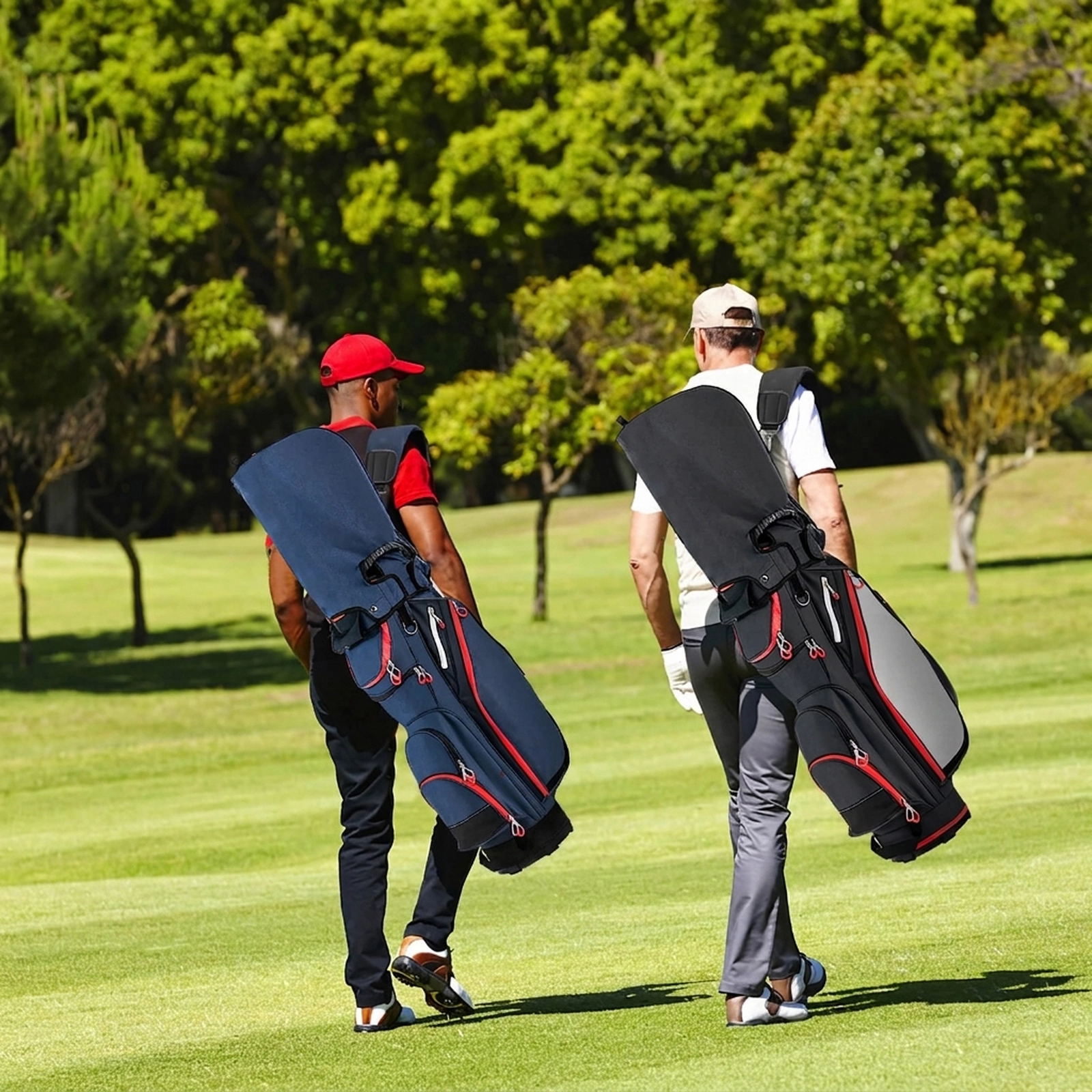 9.5-in Top Golf Cart Bag 14-Way Divider Insulated Cooler Pocket 8 Zippered Pockets Wide Strap Navy Nylon