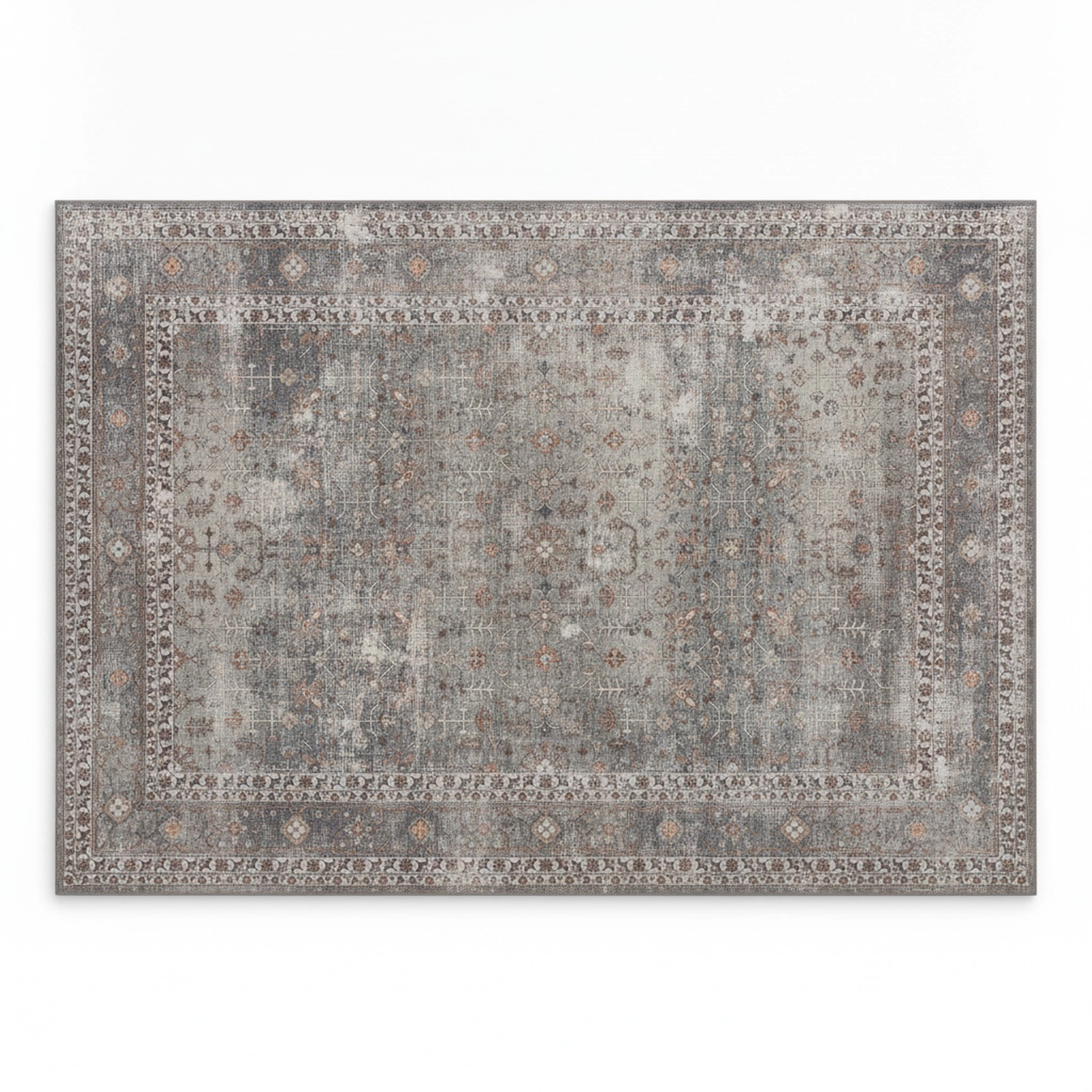 HONGGE Machine Washable Area Rug, Non-Slip Traditional Floor Cover Foldable Carpet for Living Room, Dark Mixed-Brown