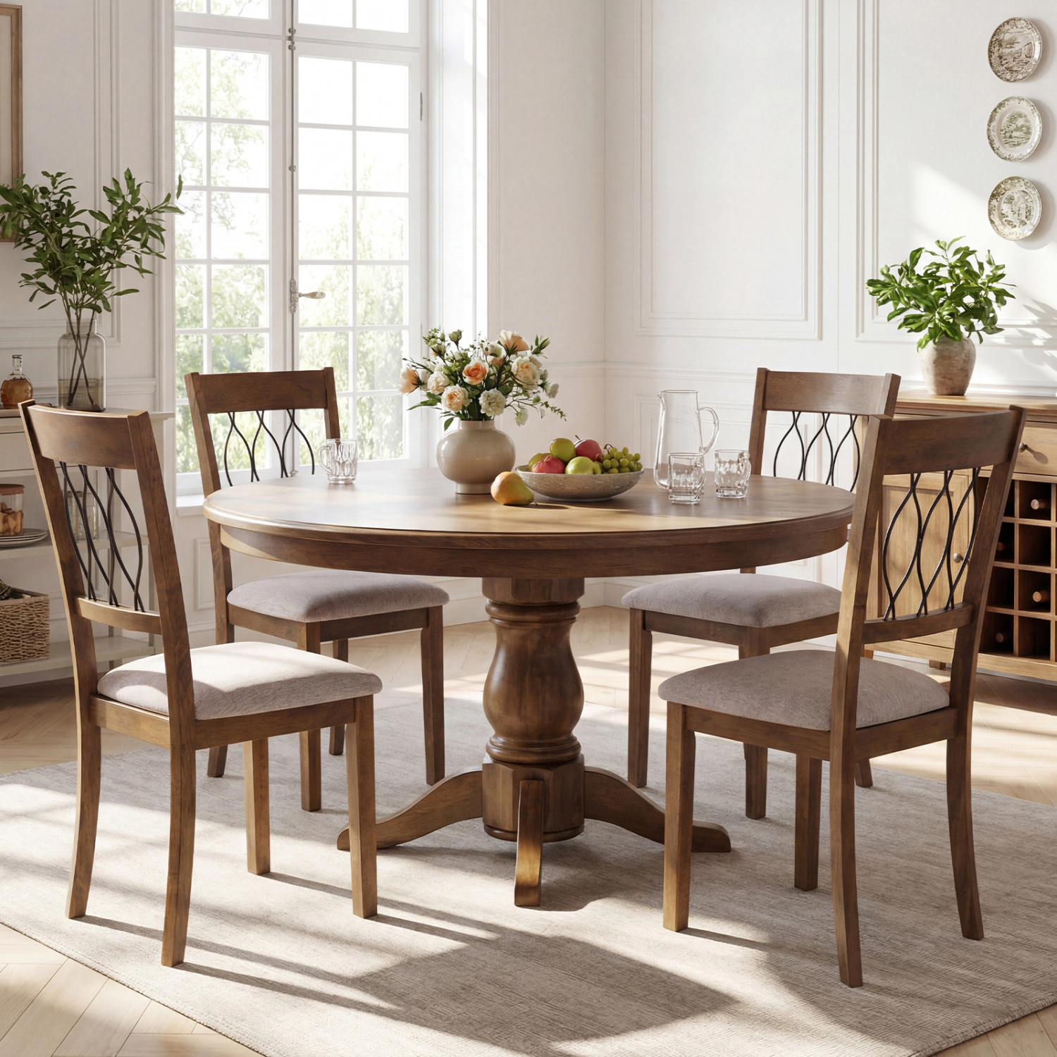 LJG Set of 2 Dining Chair Fabric/Faux Leather Upholstered with Padded Seat