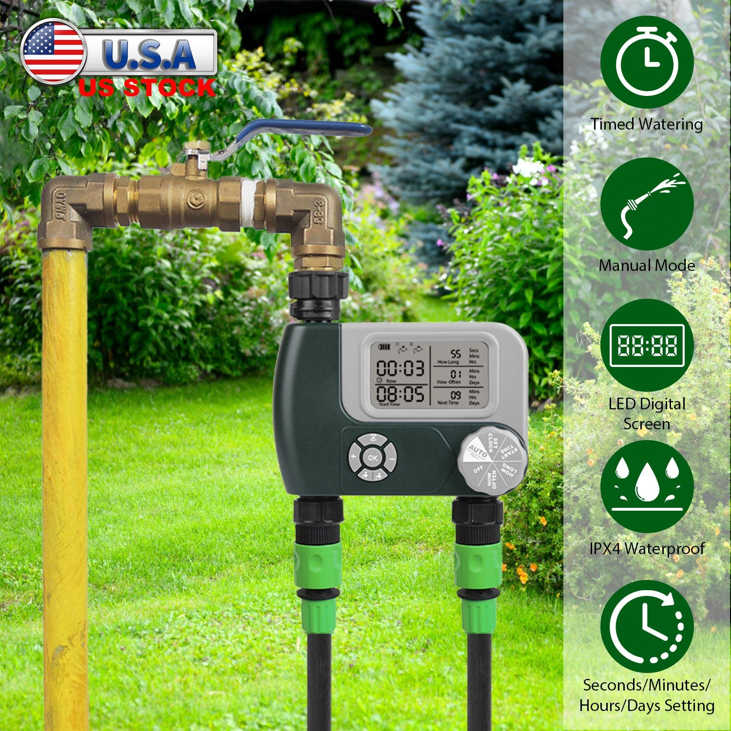 GBruno 2-Zone Digital Sprinkler Timer