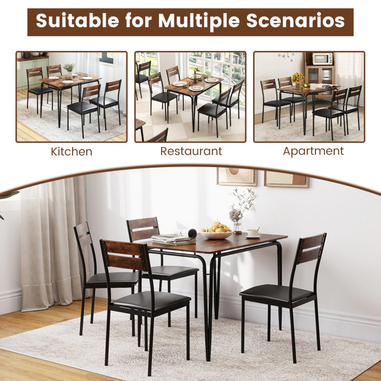 Hivvago 5-Piece Dining Table Set Industrial Rectangular Kitchen Table And 4 Armless Chairs