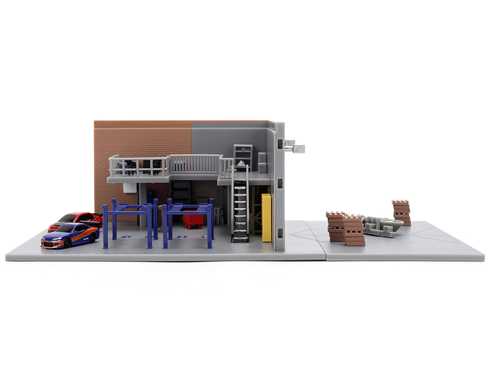 Jada "Fast & Furious" Han's Garage Diorama with 2 Cars and Accessories "Nano Scene" Series 1/32 Model by Jada