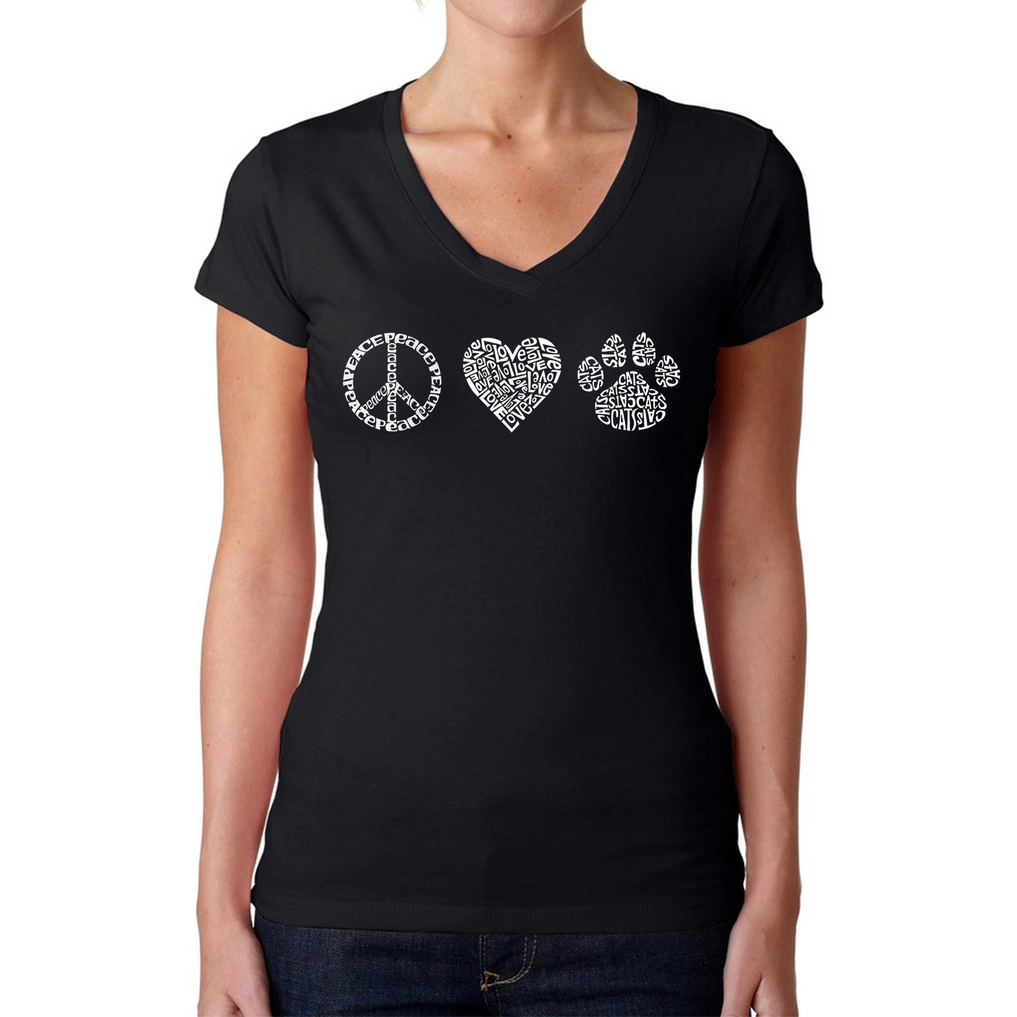 LA Pop Art Womens Word V-Neck T-Shirt
