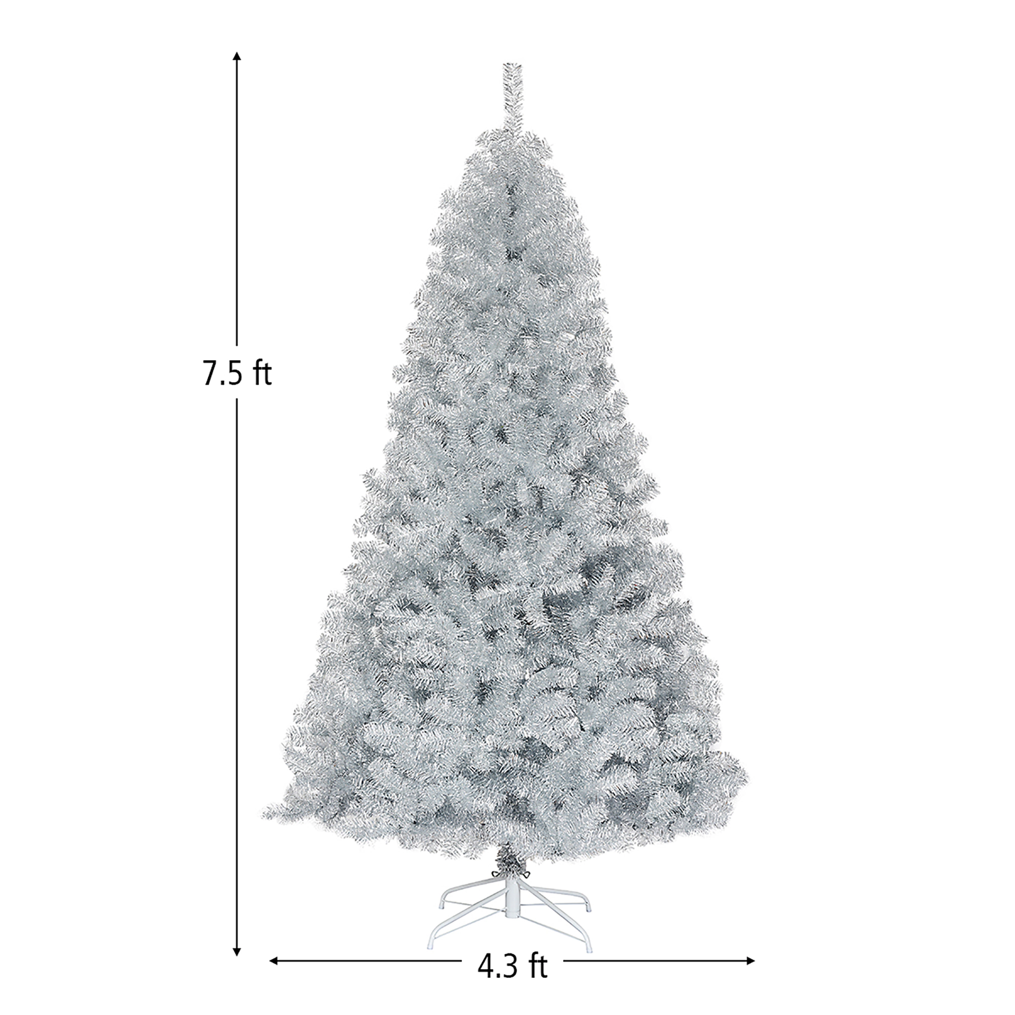 Costway 7.5ft Artificial Tinsel Christmas Tree w/1258 Tips Foldable Stand Champagne