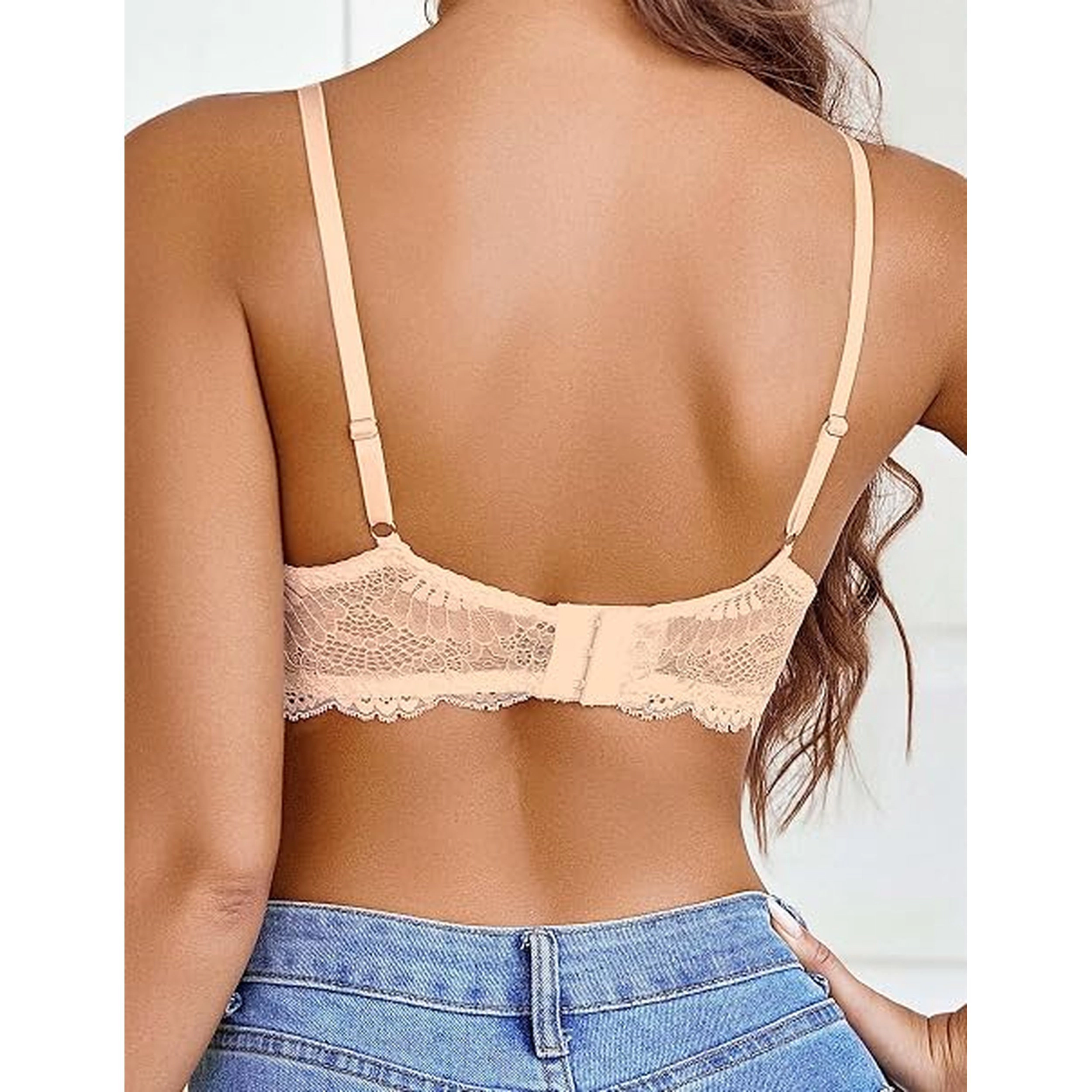 Avidlove Women's Lace Unlined Underwire Balconette Bra with Adjustable Straps
