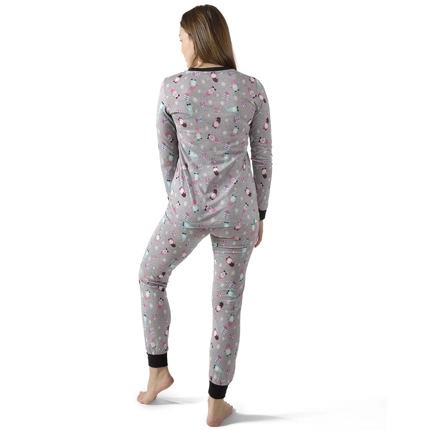MeMoi Women's Holiday Gnomes Two-Piece PJ Set a Bag