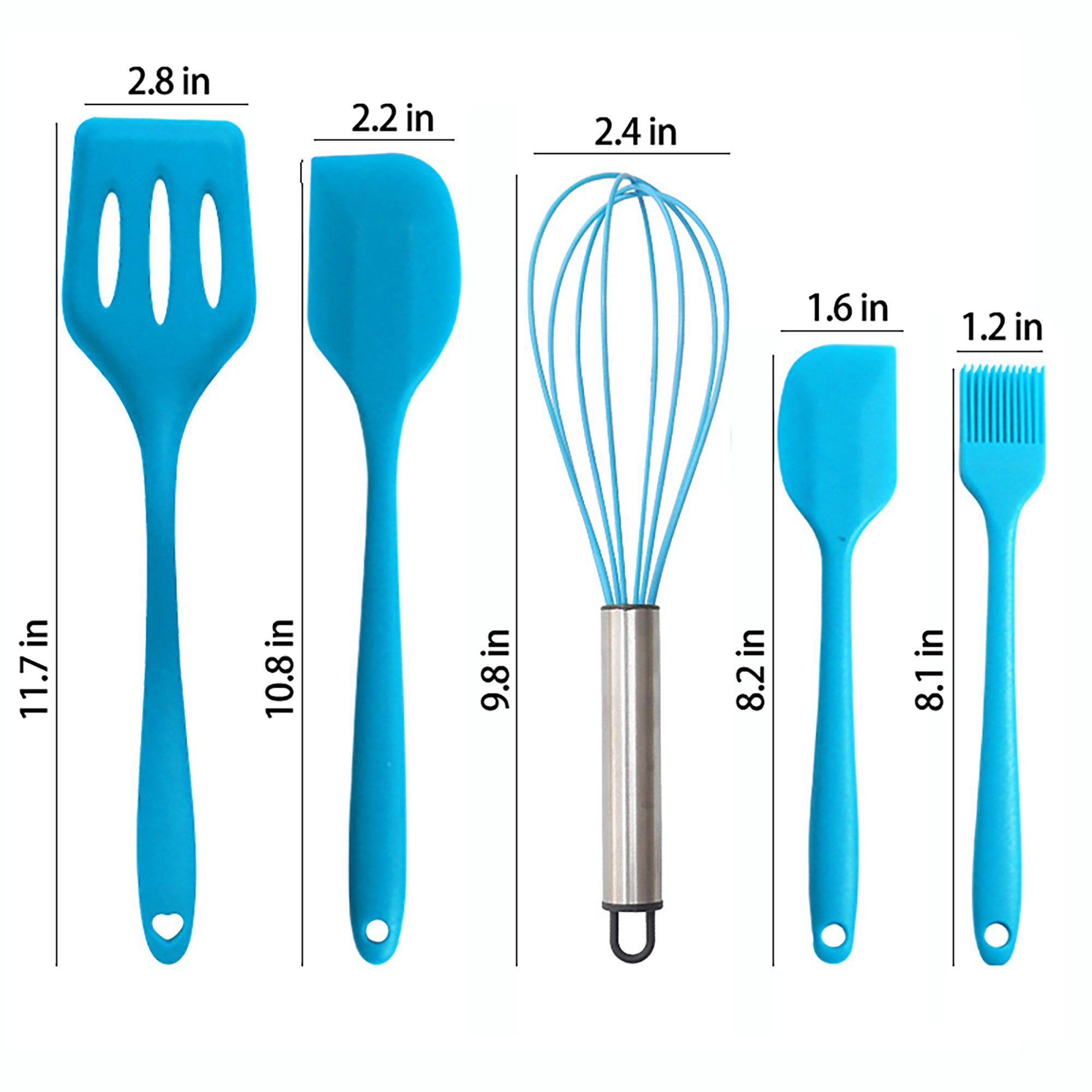 Alilang Women 5-Piece Silicone Kitchen Utensil Set with Spatulas, Whisk and Pastry Brush
