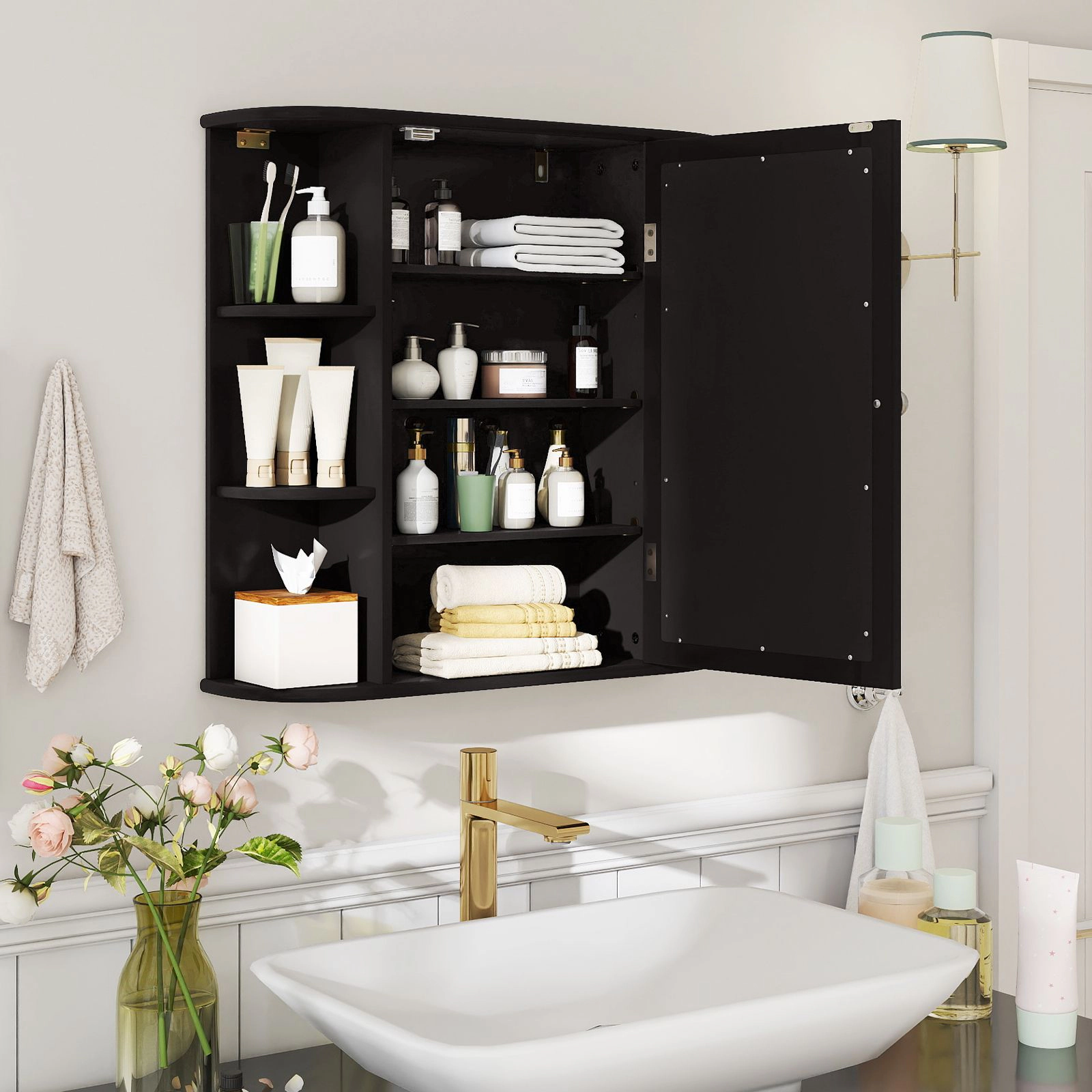 SlickBlue Bathroom Wall Cabinet with Mirror and Storage Shelves