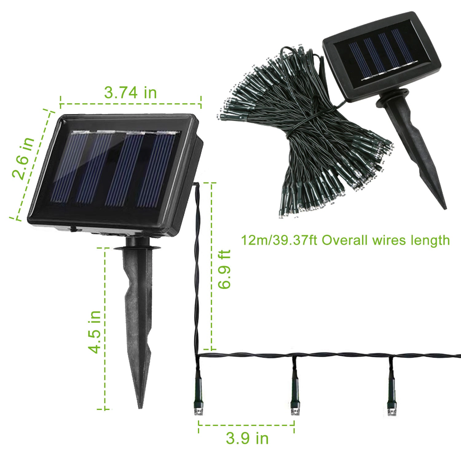 GBruno Solar LED String Lights 100-Light 39 Ft