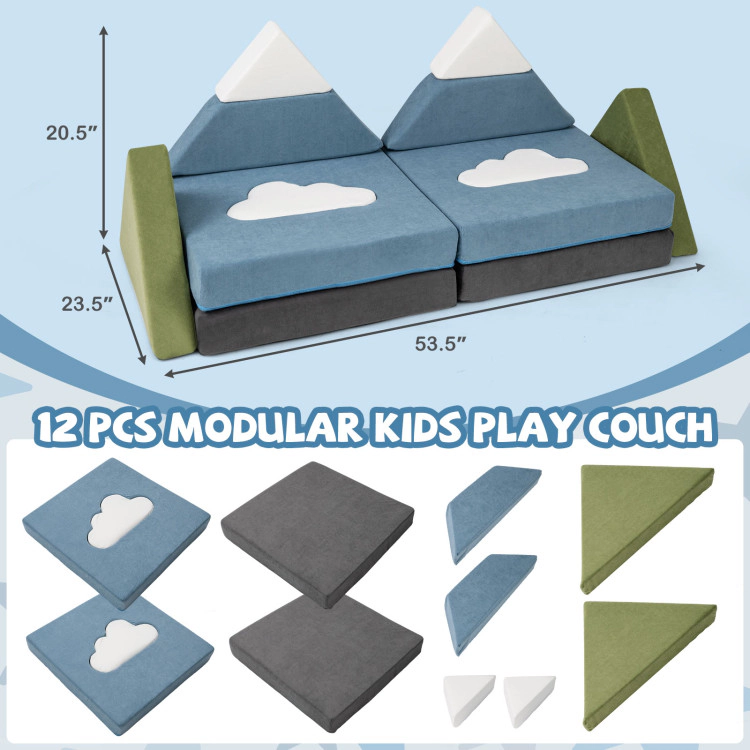 Hivvago 12 Pieces Snow Mountain Theme Toddler Foam Building Fort
