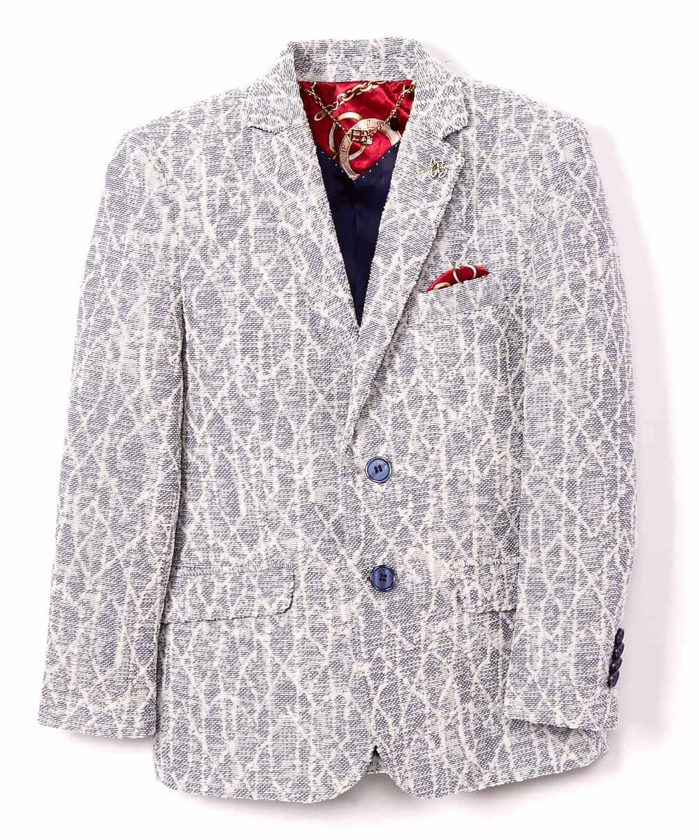 Elie Balleh Boys Slim Fit Geometric Pattern Blazer