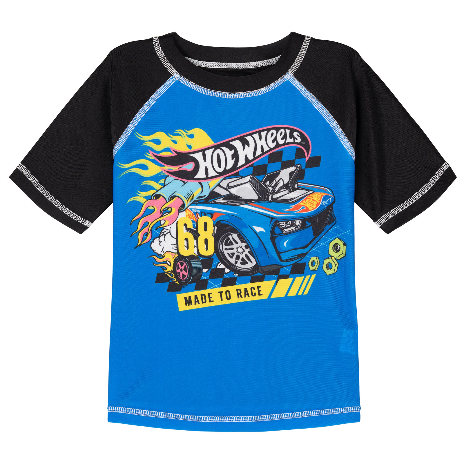 Hot Wheels Boys' 2-Piece Swimwear Rash Guard and Swim Trunks Set
