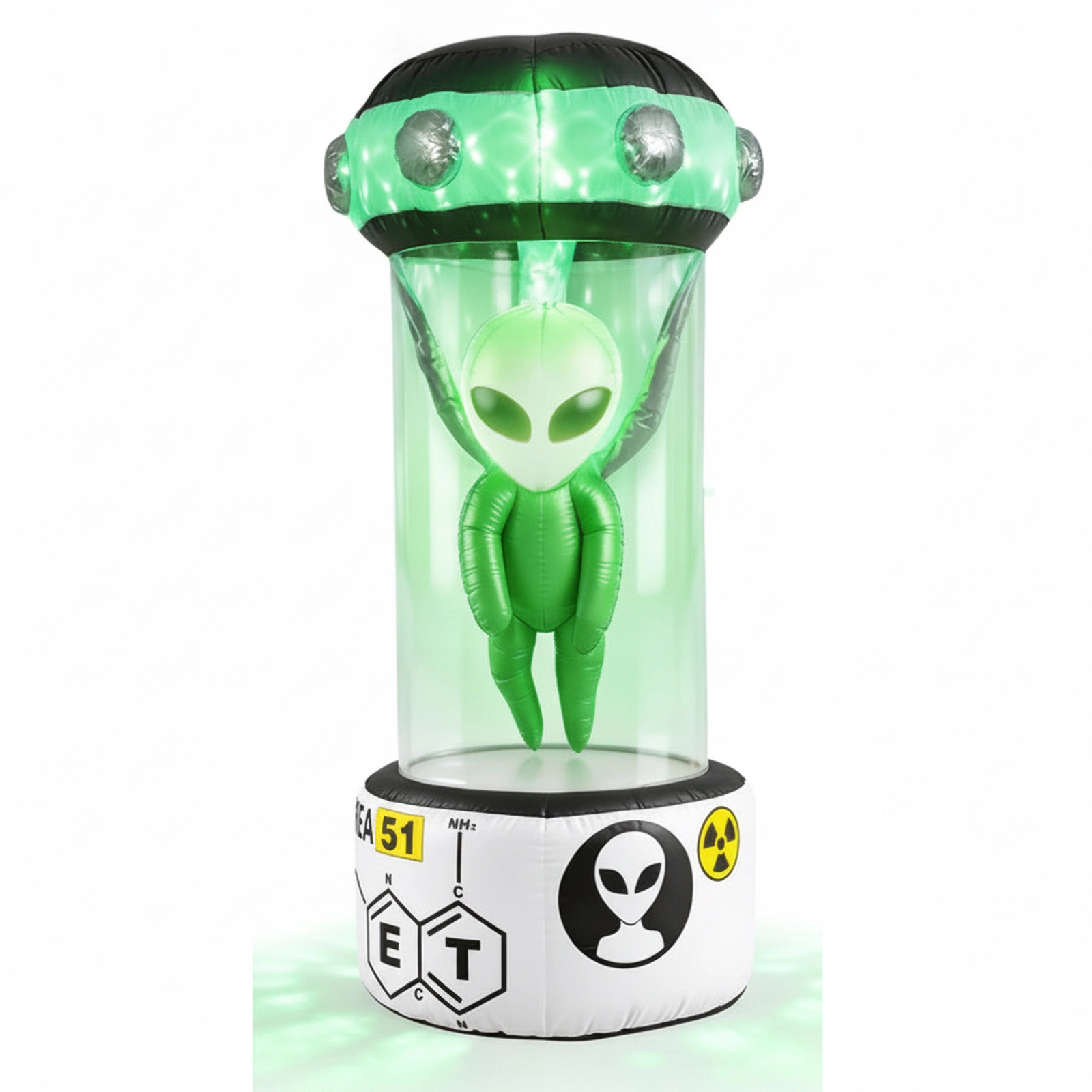 SUGIFT 7.4-ft Halloween Inflatable Alien with Rotating Flashing Green Lights White + Green