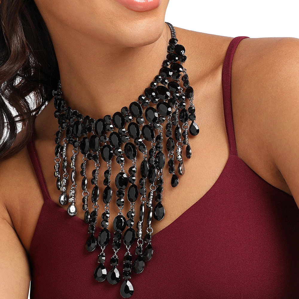 SOHI Women's Maxi Crystal-Drop Statement Necklace