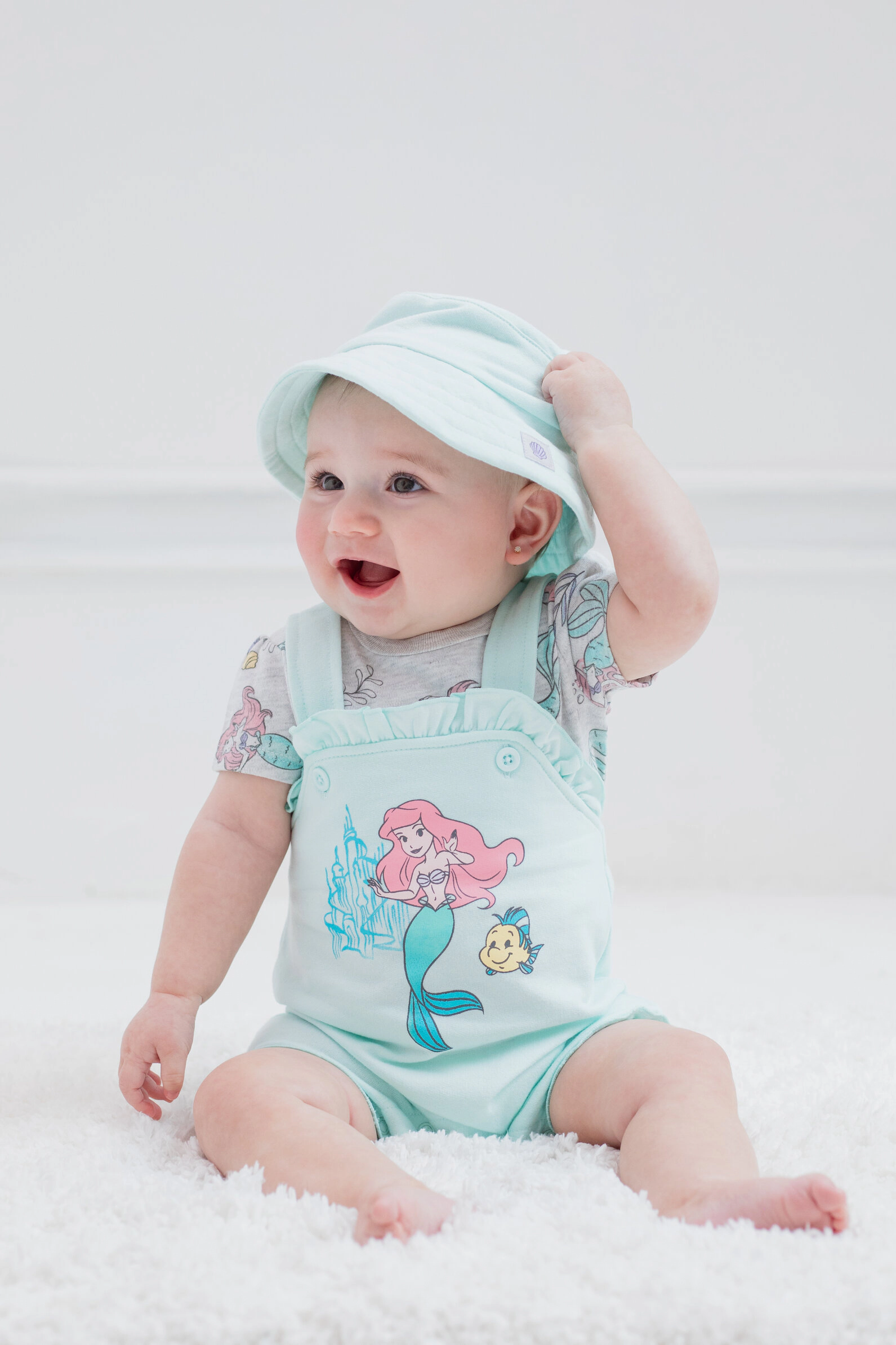 Disney Baby Girls' Bubble Shortall Tee and Hat Set