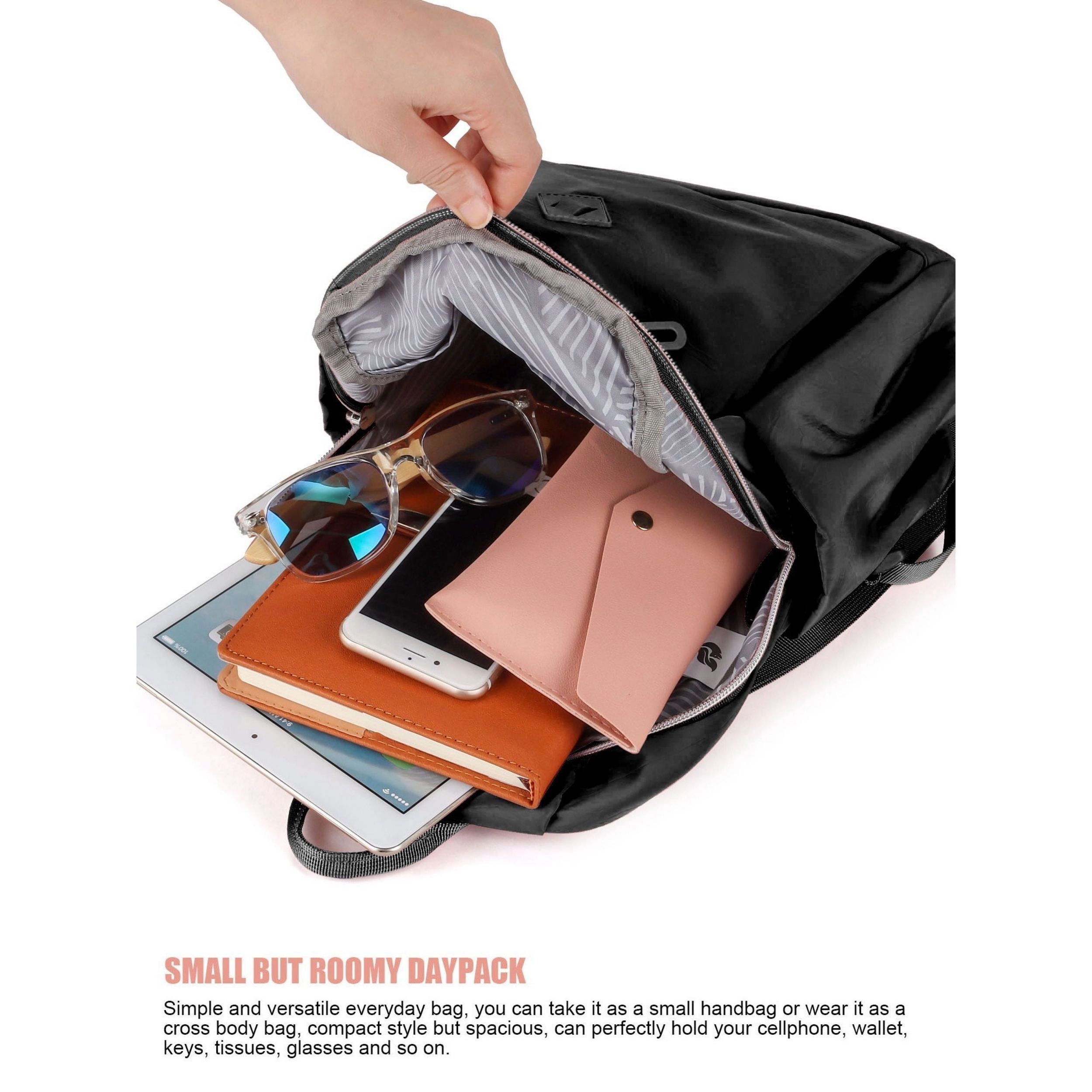 Home Collection Women’s Waterproof Anti Theft Nylon Backpack with Mini Purse