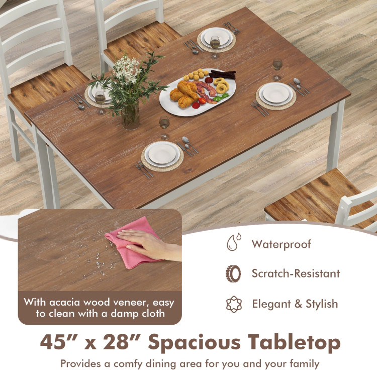 Hivvago 5-Piece Wooden Dining Set With Rectangular Table And 4 Chairs