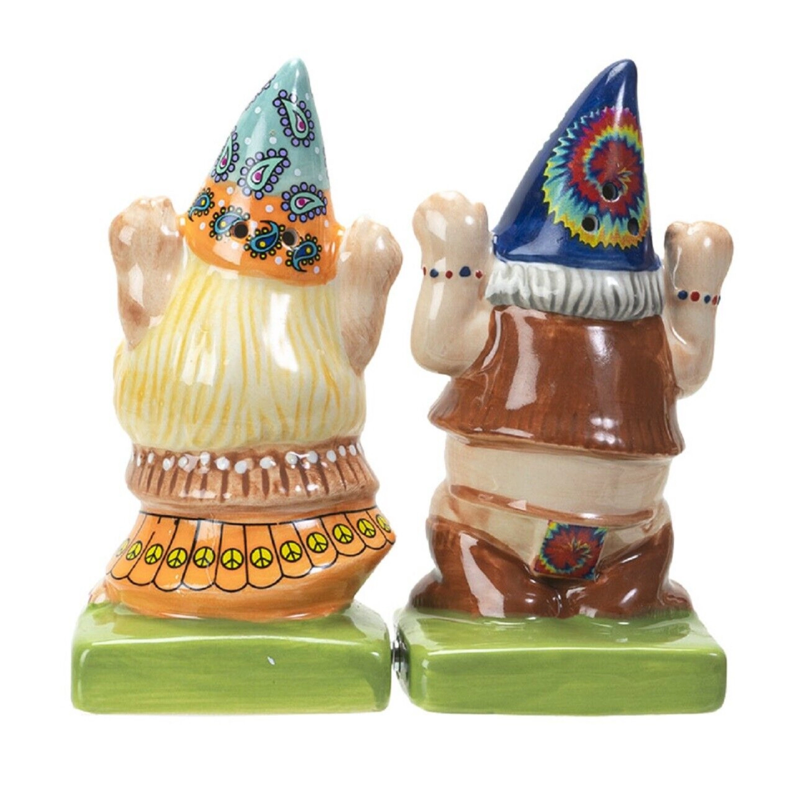Pacific Giftware Hippie Gnomes Ceramic Magnetic Salt and Pepper Shaker Set 4 Inch Multicolor