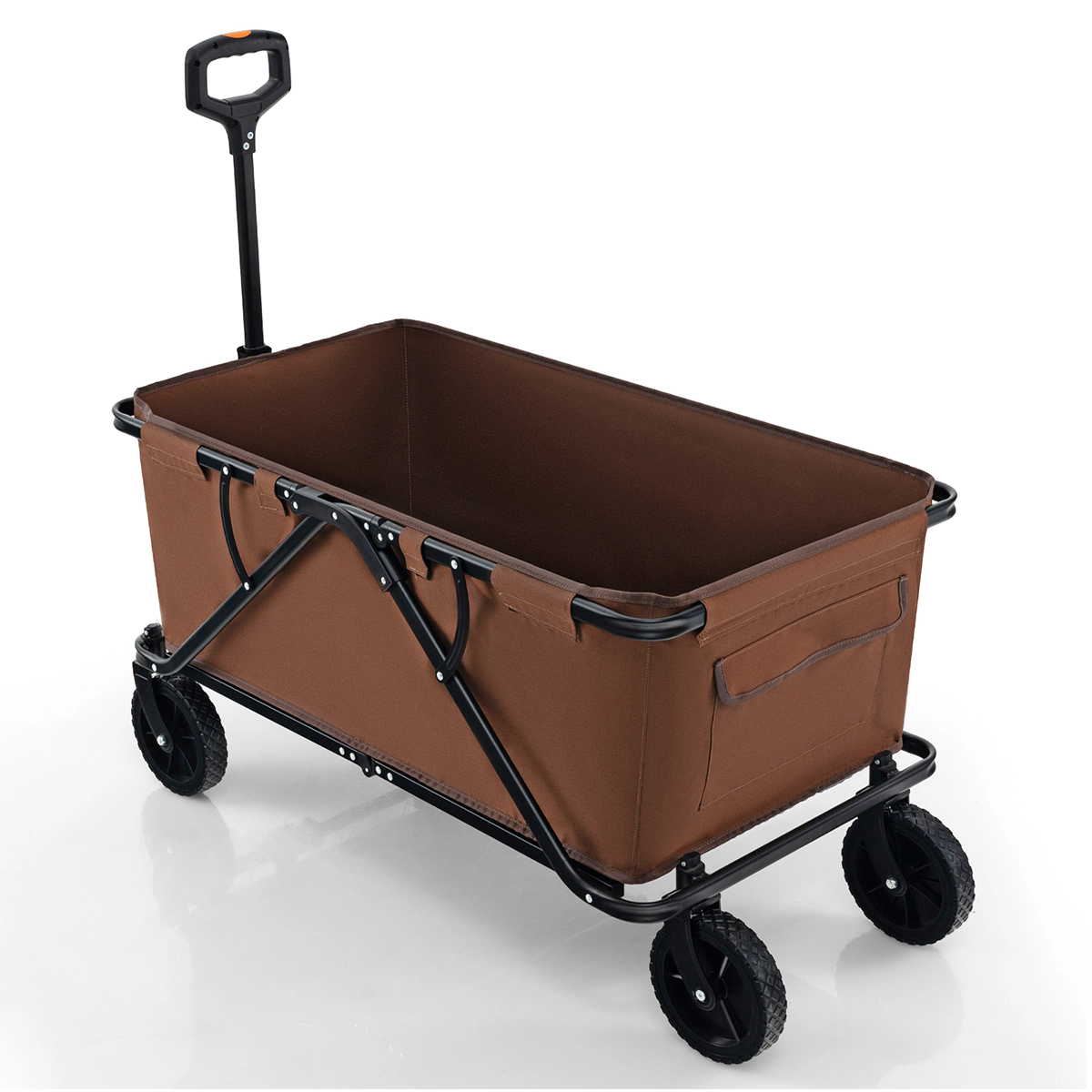 SUGIFT Coffee 45 Gallon Collapsible Folding Utility Wagon with Adjustable Handlebar 38-in W 20-in D 14-in H