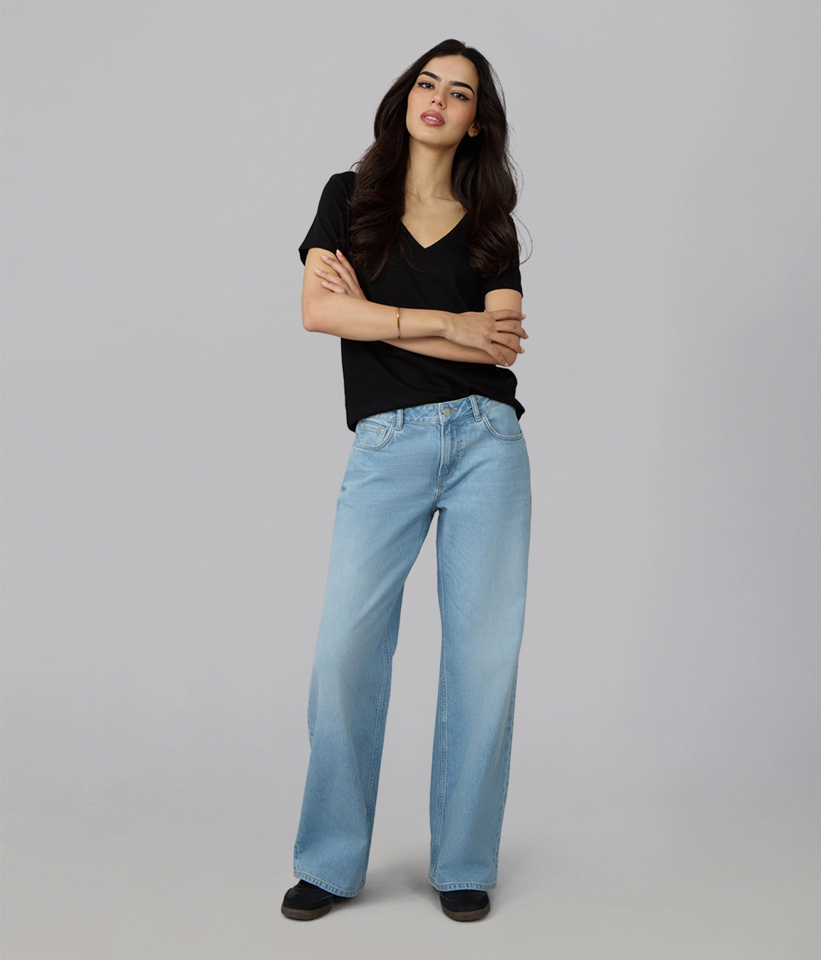 Lola Denim Womens Colette High Rise Wide Leg Jeans