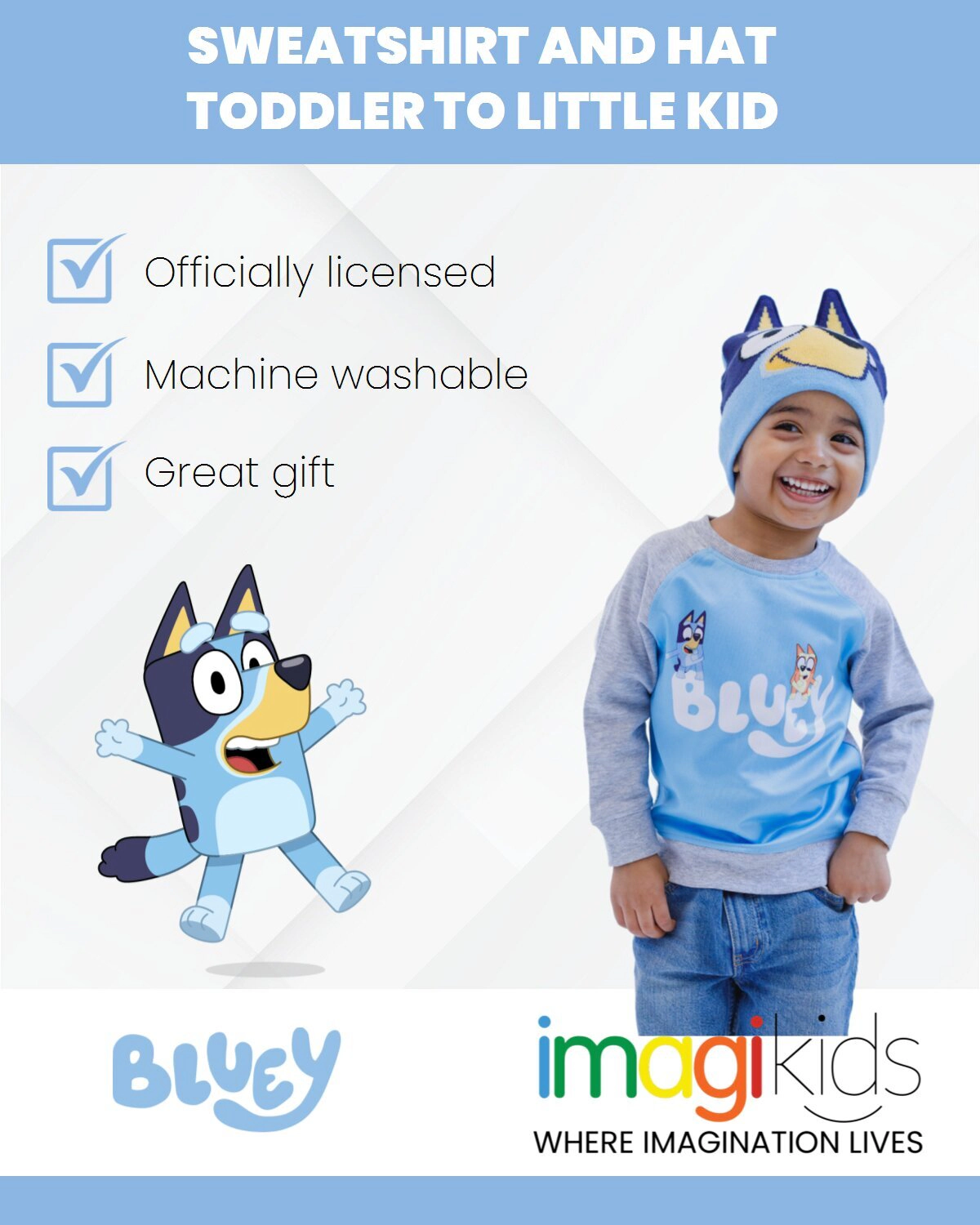 Bluey Boys' 2-Piece Fleece Sweatshirt and Hat Set