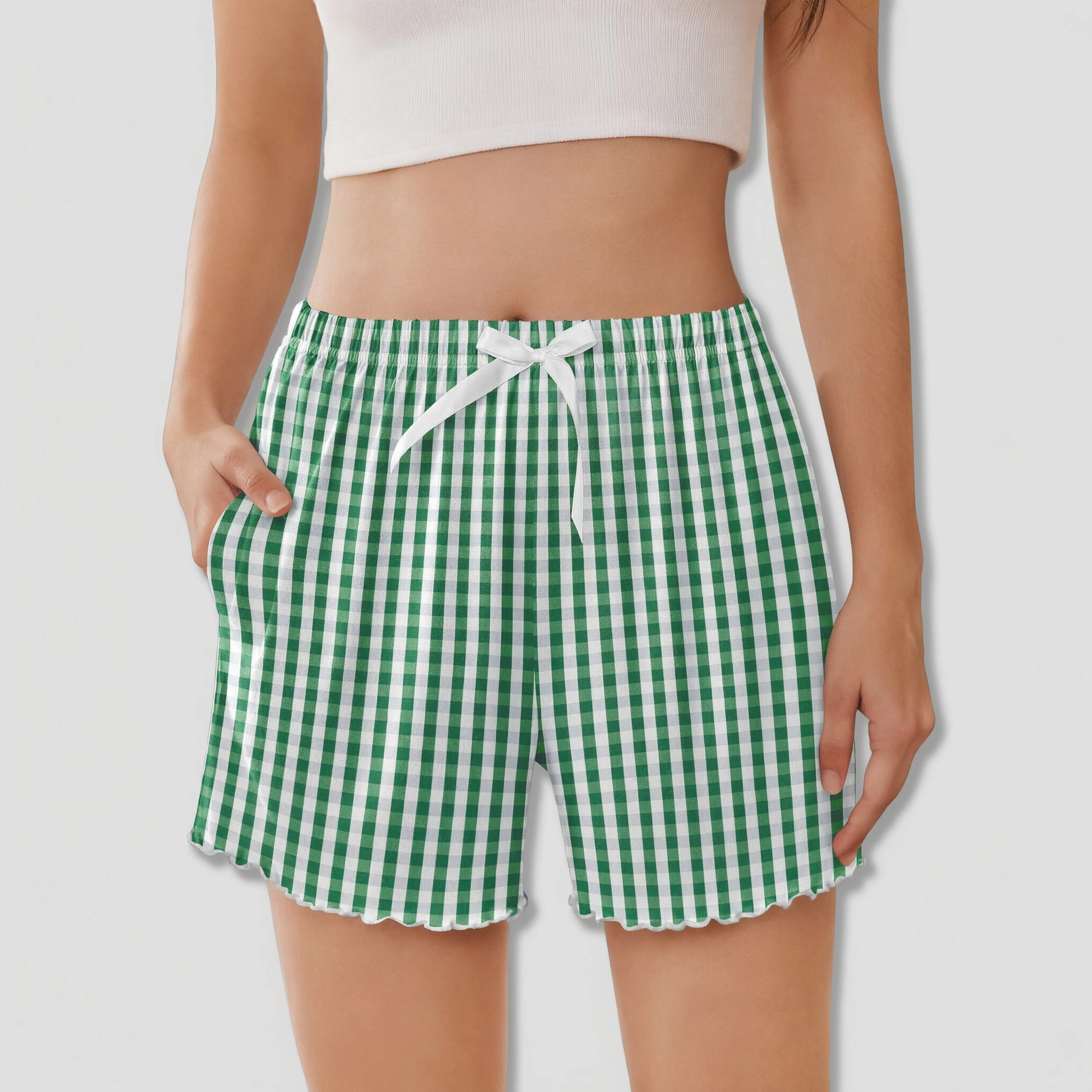 Ekouaer Womens Pajama Shorts Soft Comfy Ruffle Sleep  Casual Elastic Waist Pj Short