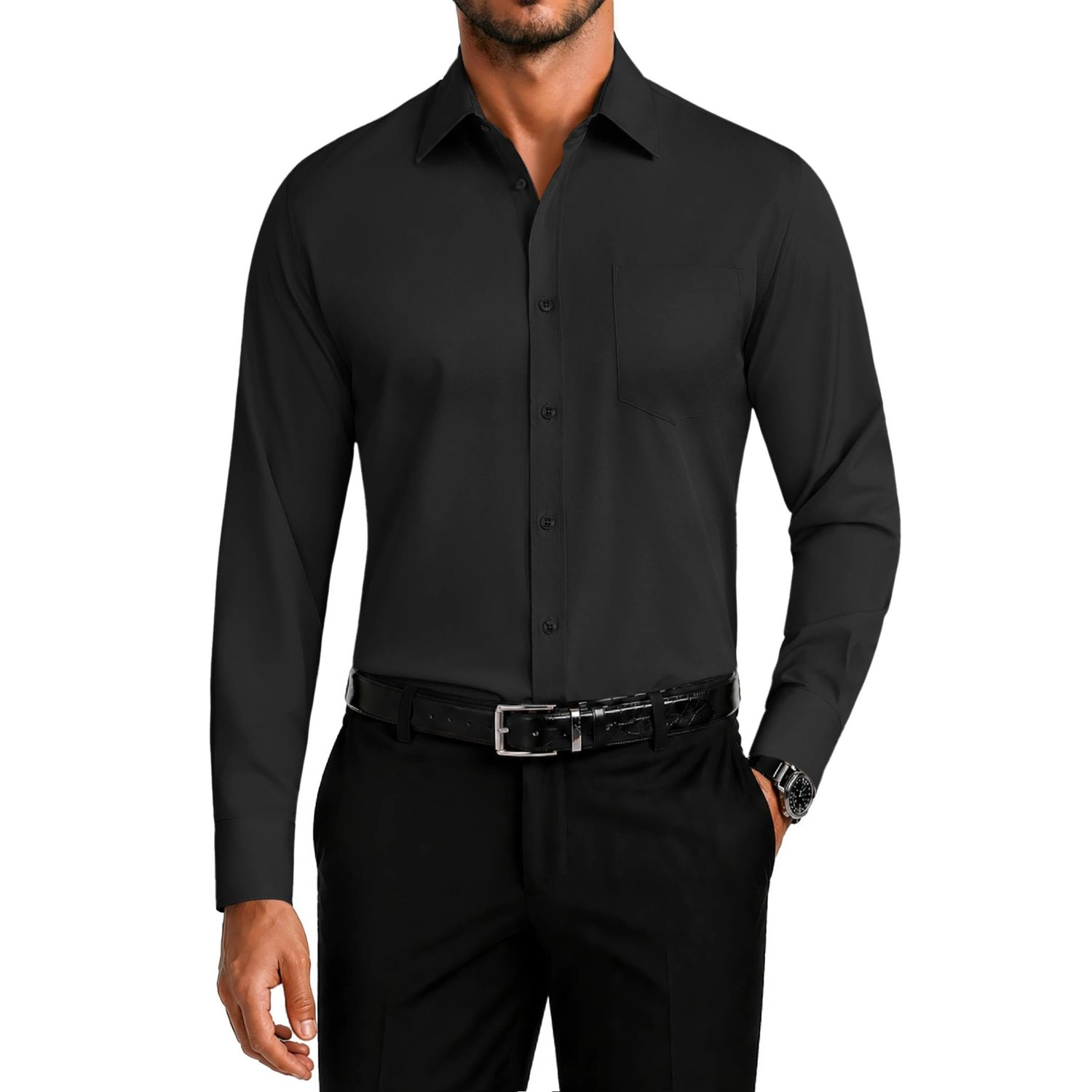 COOFANDY Mens Long Sleeve Dress Shirt Point Collar Button Up Casual Shirts