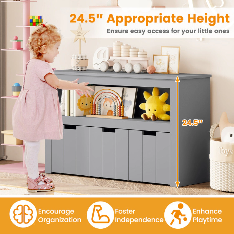 Hivvago Kid Toy Storage Cabinet Drawer Chest with Wheels and Large Cube Shelf