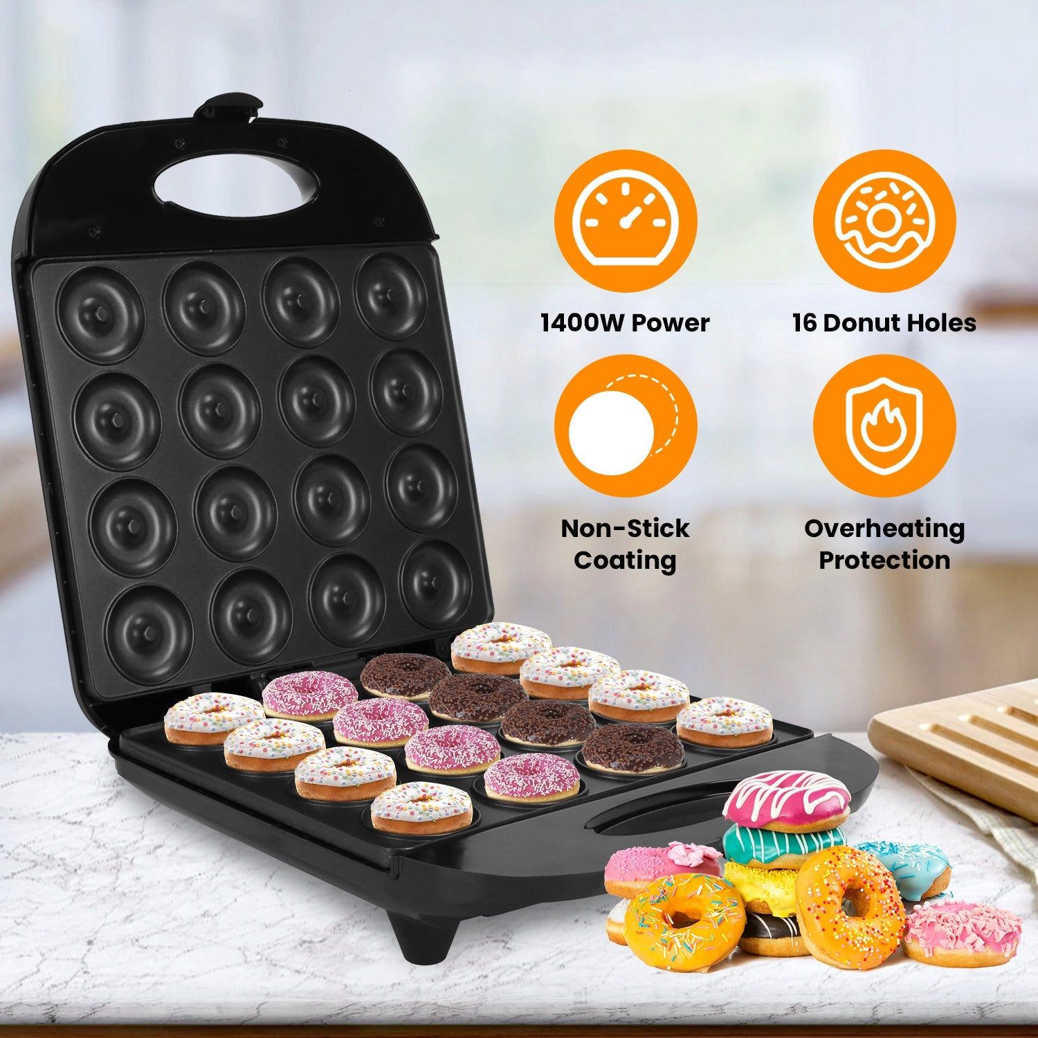 NEW Home Unisex Non-Stick 16-Donut Maker Machine