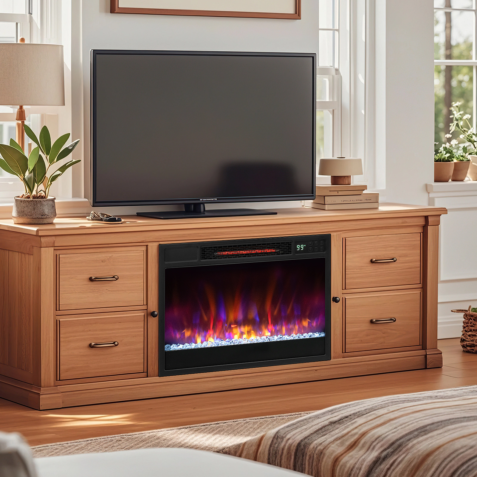 SlickBlue Infrared Electric Fireplace Heater, 5120 BTU 1500W, 6 Flame Color