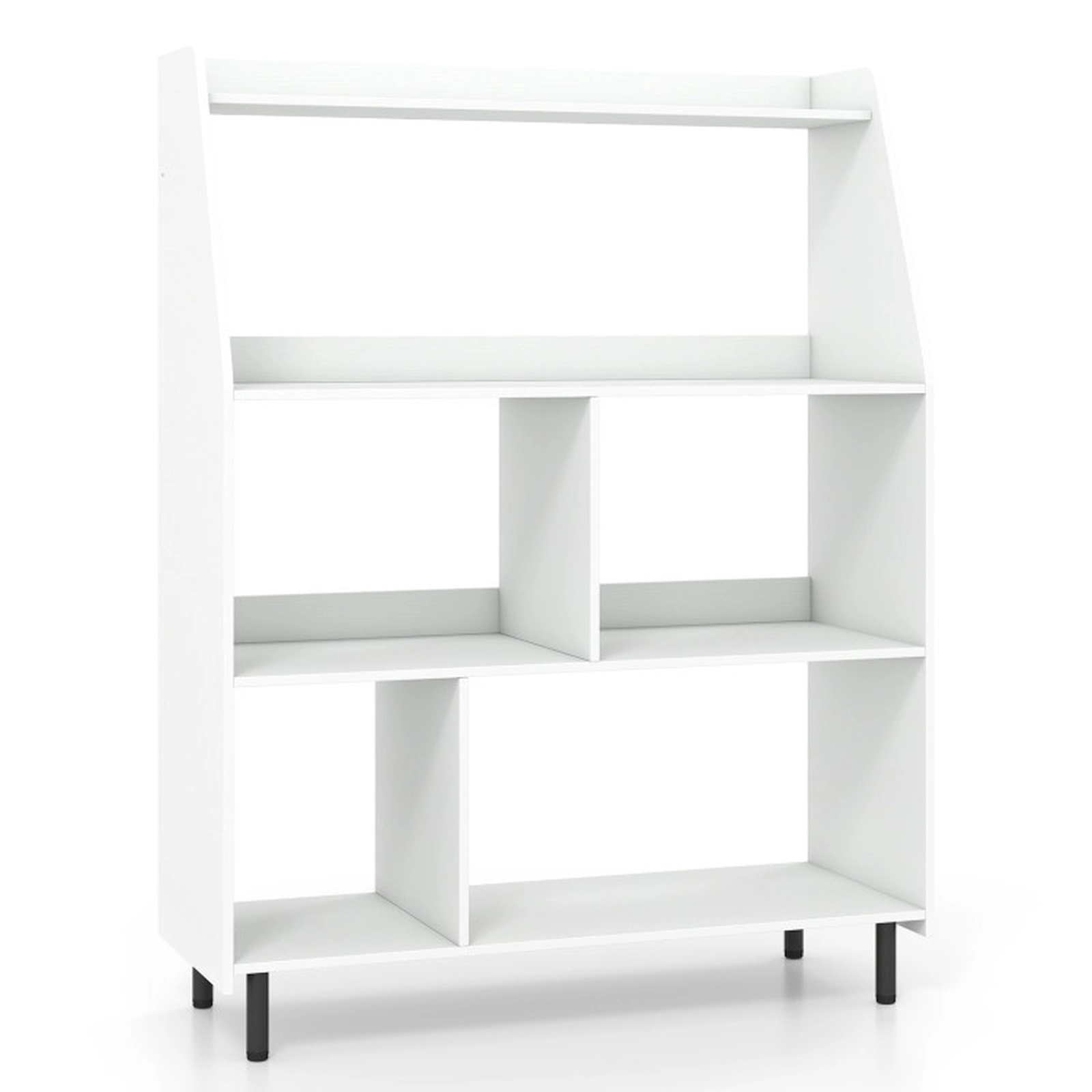 SUGIFT 4-Tier Open Modern Bookcase 2-Tier Shelf 320-lb Capacity 36 x 13.5 x 47 in Display Storage Unit White + Black