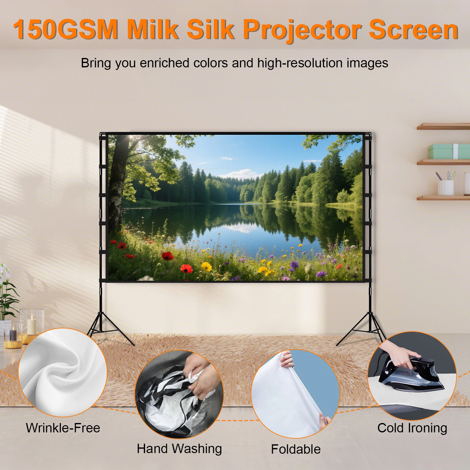 GBruno 120 In 4K HD Projector Screen With Stand