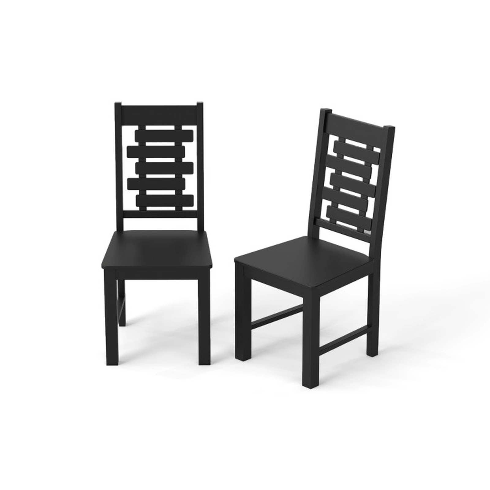 SUGIFT Set of 2 Solid Rubber Wood Mid-Century Dining Chairs, Black