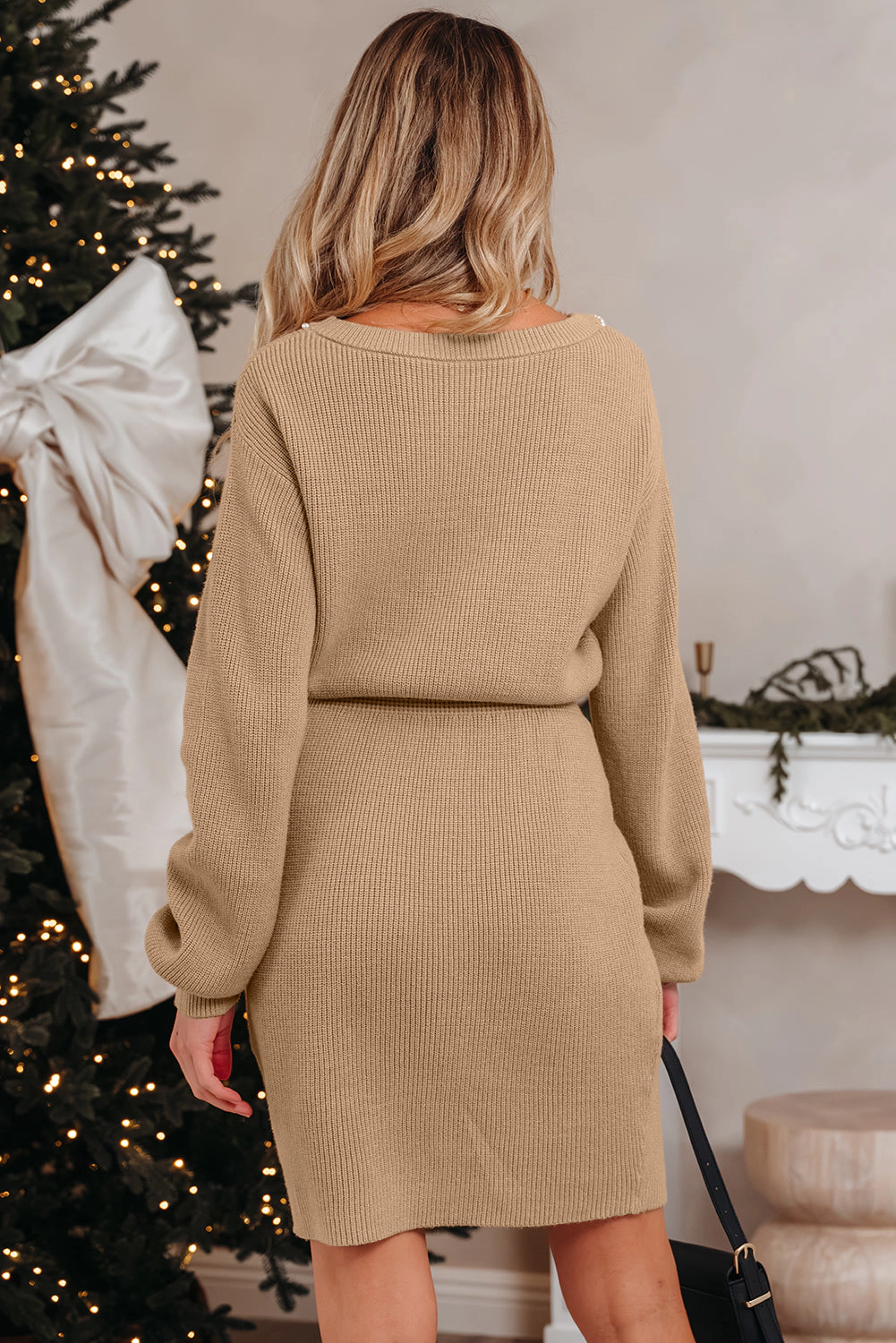 Threaded Pear Women's Zariah Embellished Keyhole Ribbed Sweater