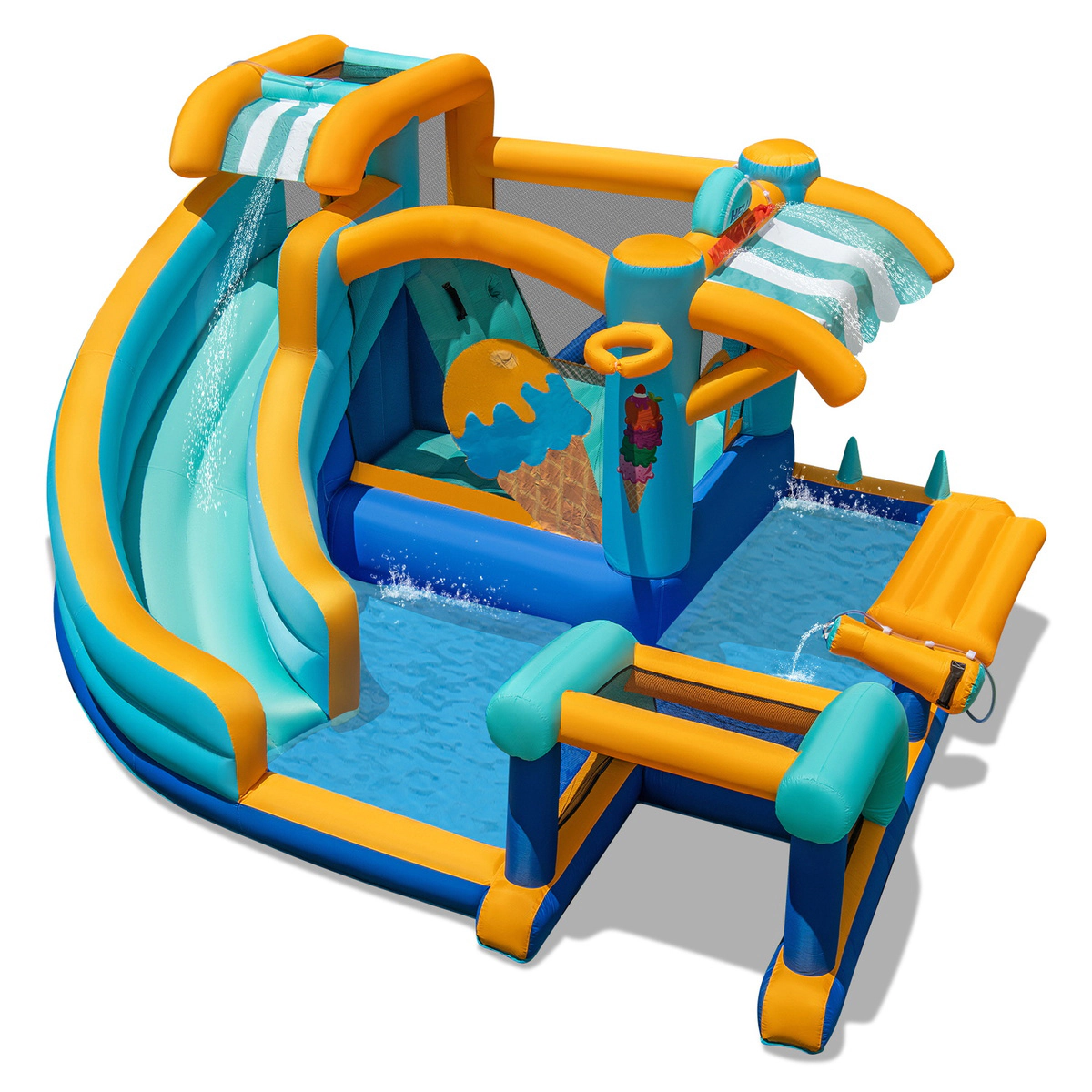 SUGIFT Kids Multicolor Ice Cream Water Slide Bounce House with Splash Pool 149-in W 80-in H 330-lb Total Capacity