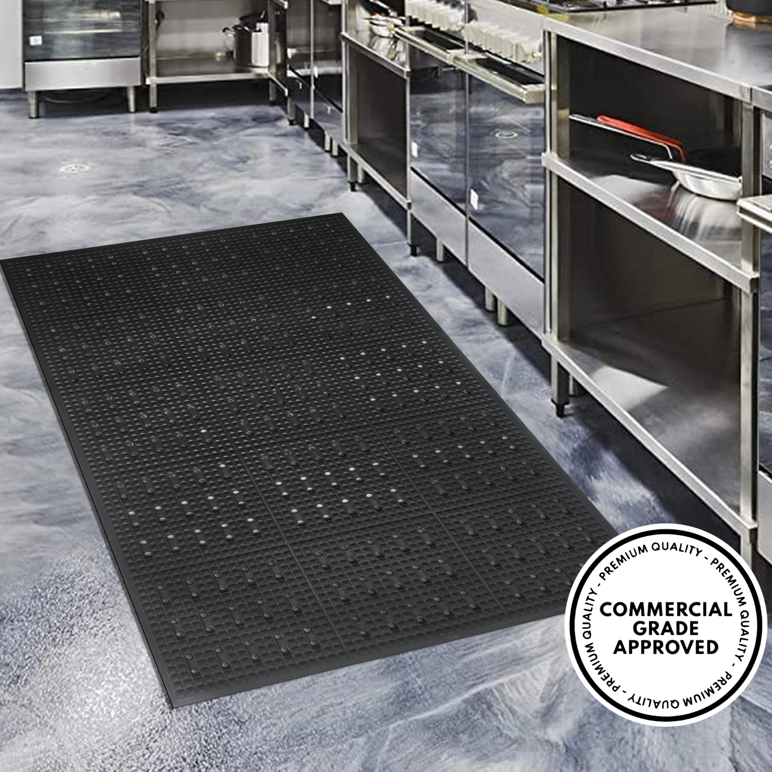 A1 Home Collections Anti-Fatigue Rubber Floor Mat, Heavy Duty Non-Slip Grease-Resistant Mat, 36 x 60 Inch