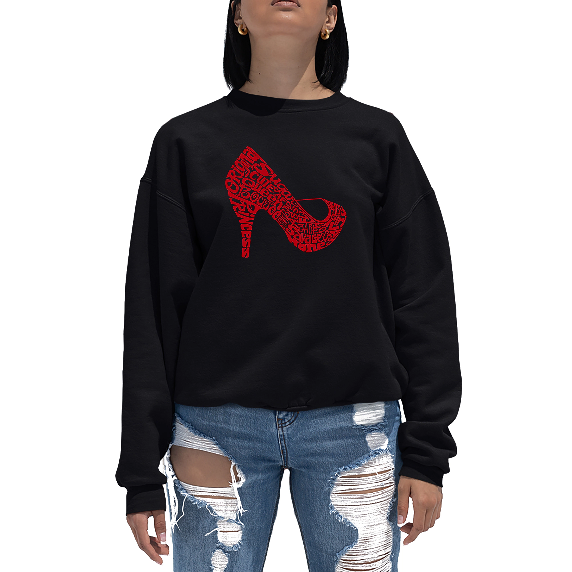 LA Pop Art High Heel - Women's Word Crewneck Sweatshirt