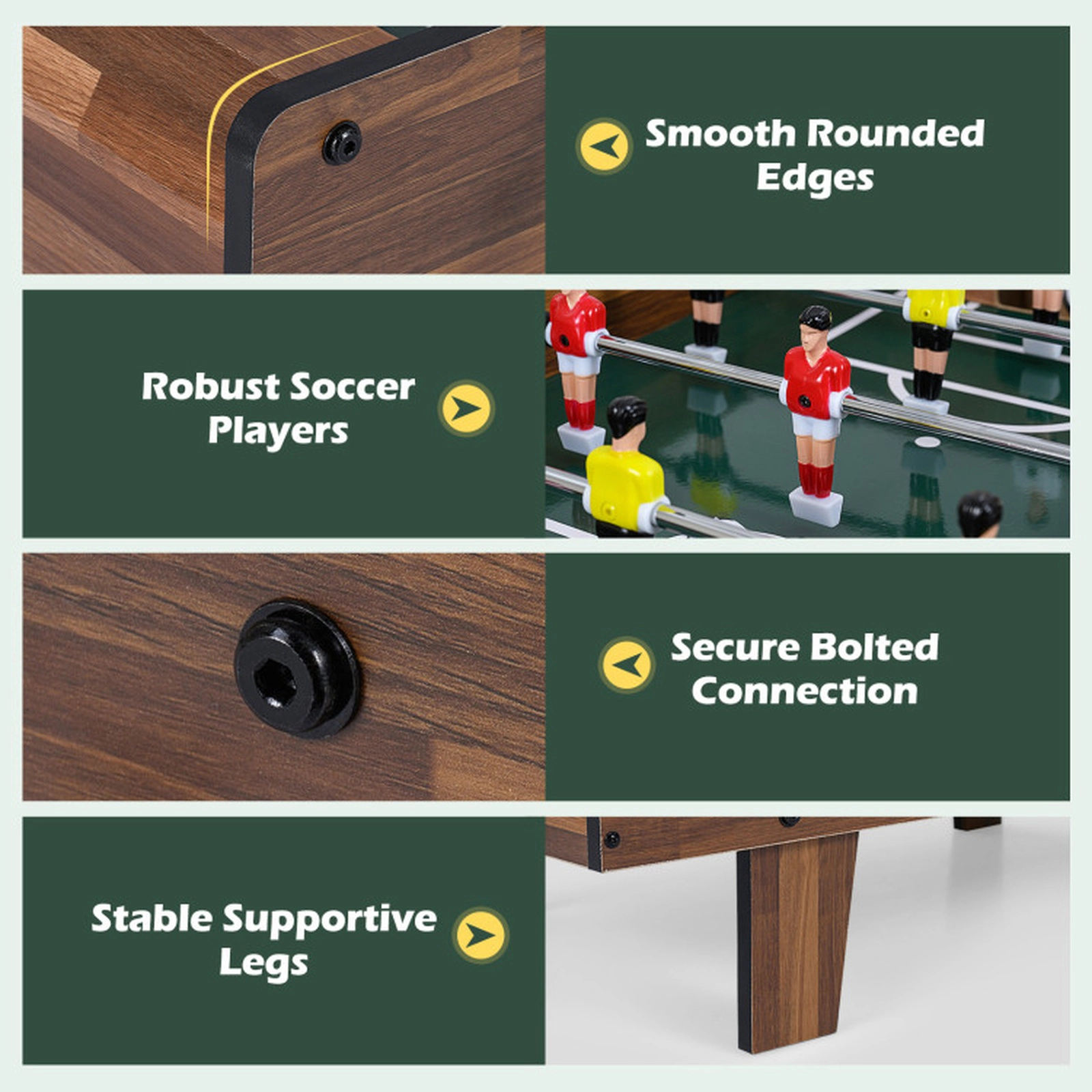 SUGIFT Natural 4-in-1 Tabletop Combo Game Set with Billiards Foosball and Hockey 32-in W 17-in D 12-in H