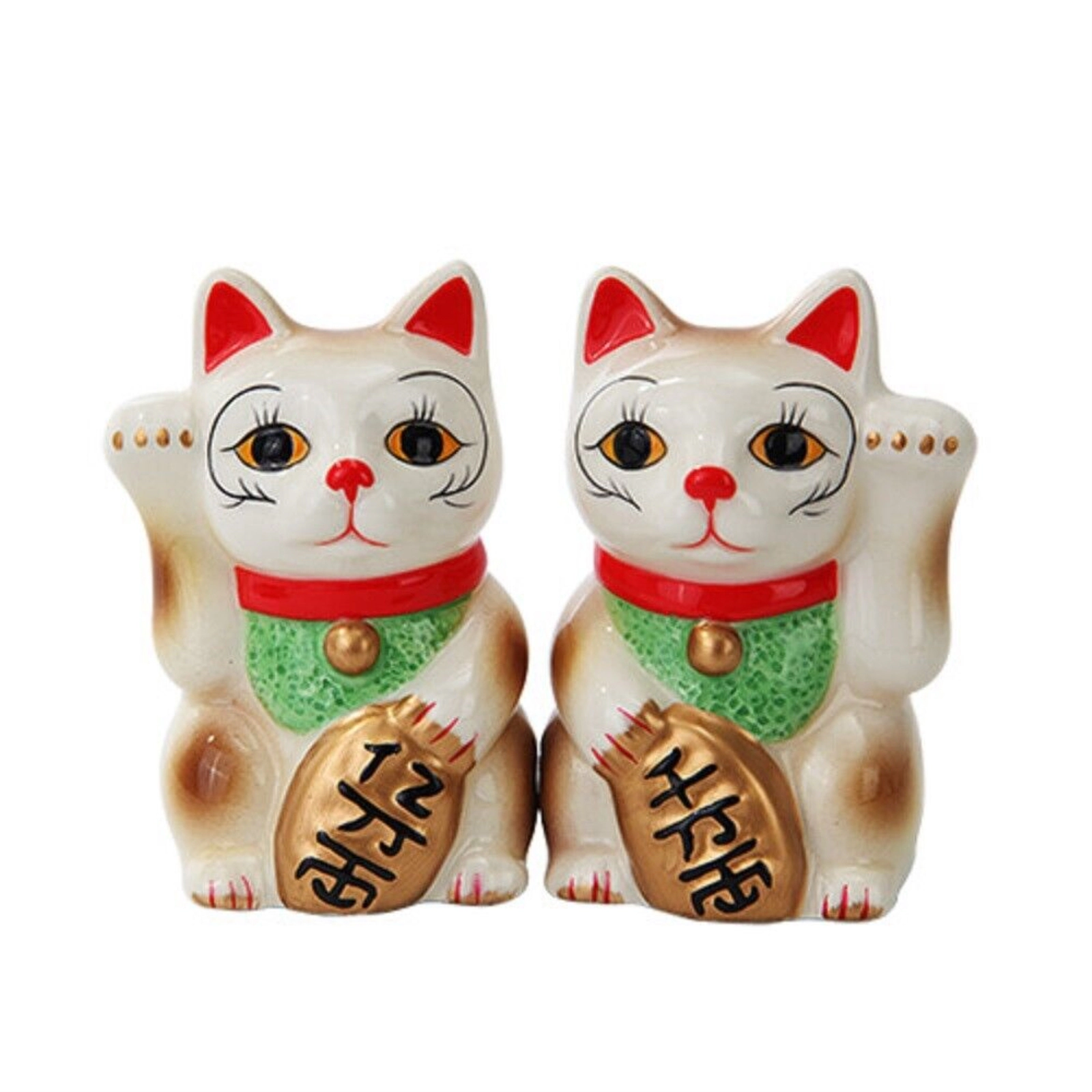 Pacific Giftware Japanese Maneki Neko Lucky Cat Magnetized Ceramic Salt and Pepper Shakers