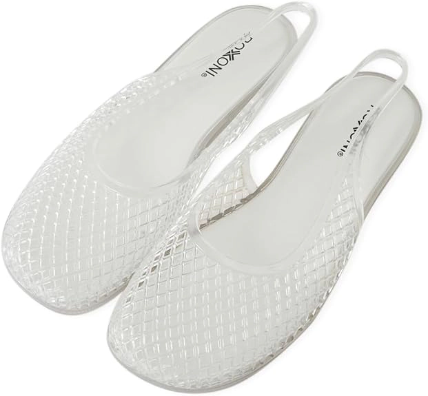 Roxoni Women's Jelly Slingback Flats Breathable Mesh Sandals