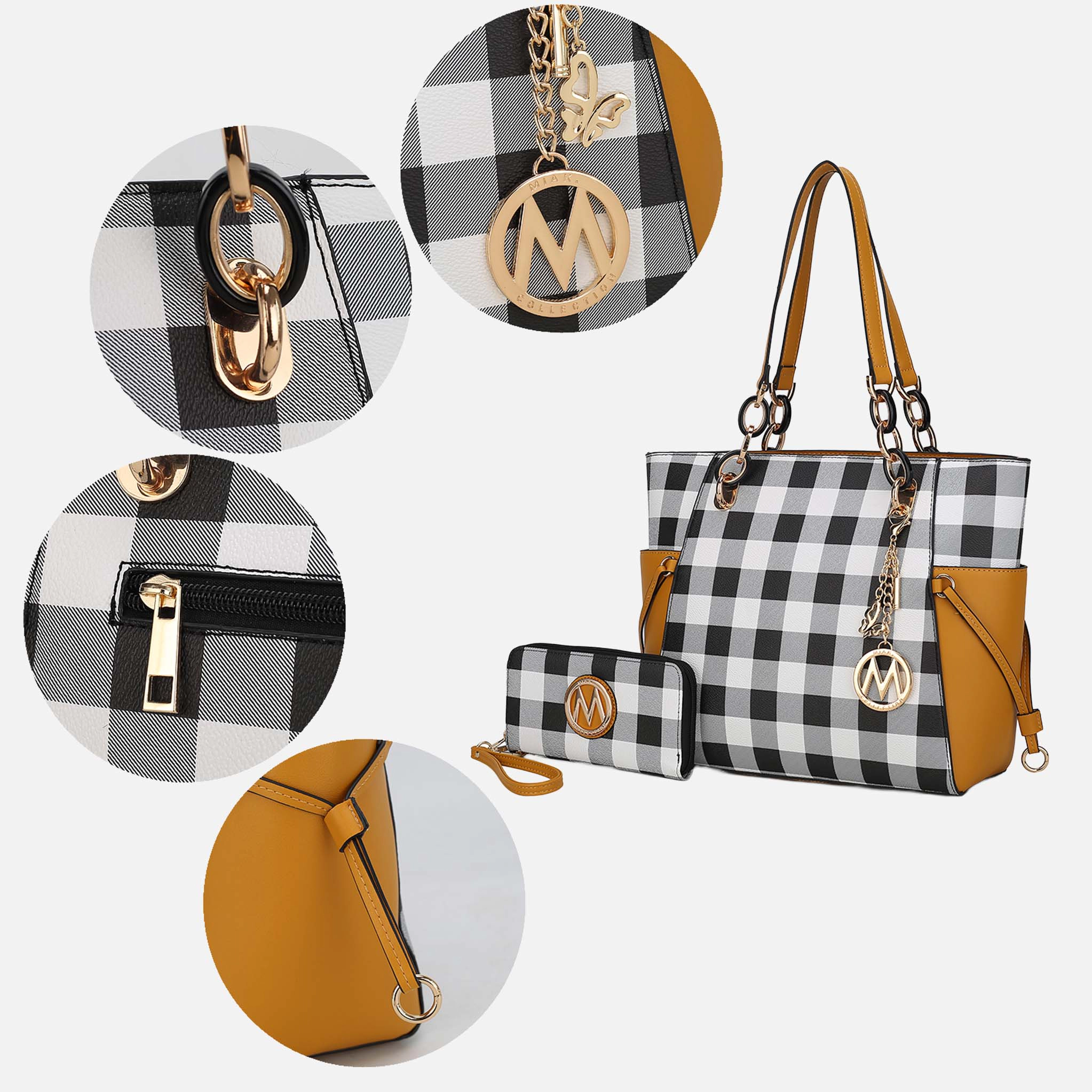 Mia K Collection Vegan Leather Tote with Wallet and Gold-Tone Hardware