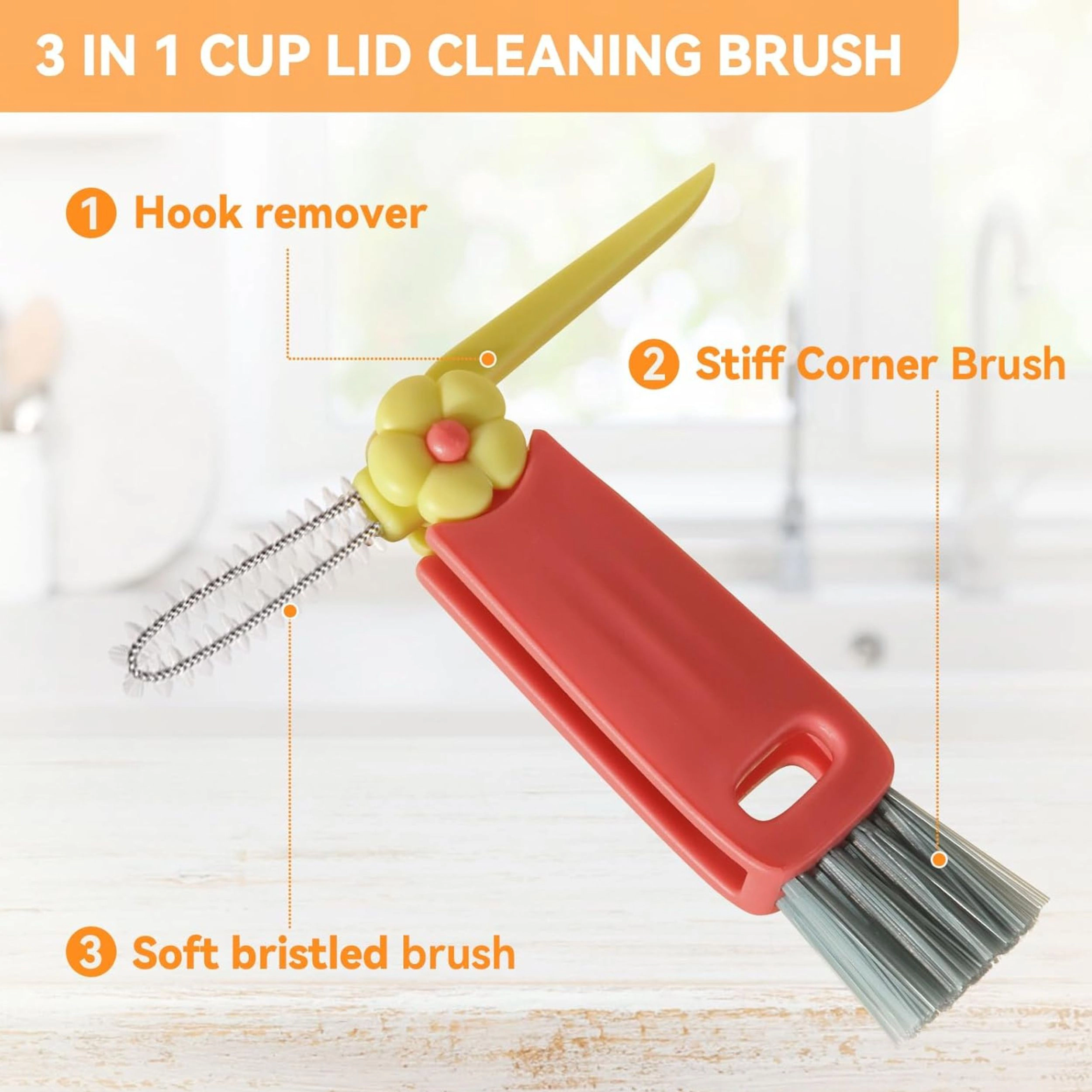 Stock Preferred 3in1 Cup Lid Gap Cleaning Brush Set Multifunctional Bottle Cleaner