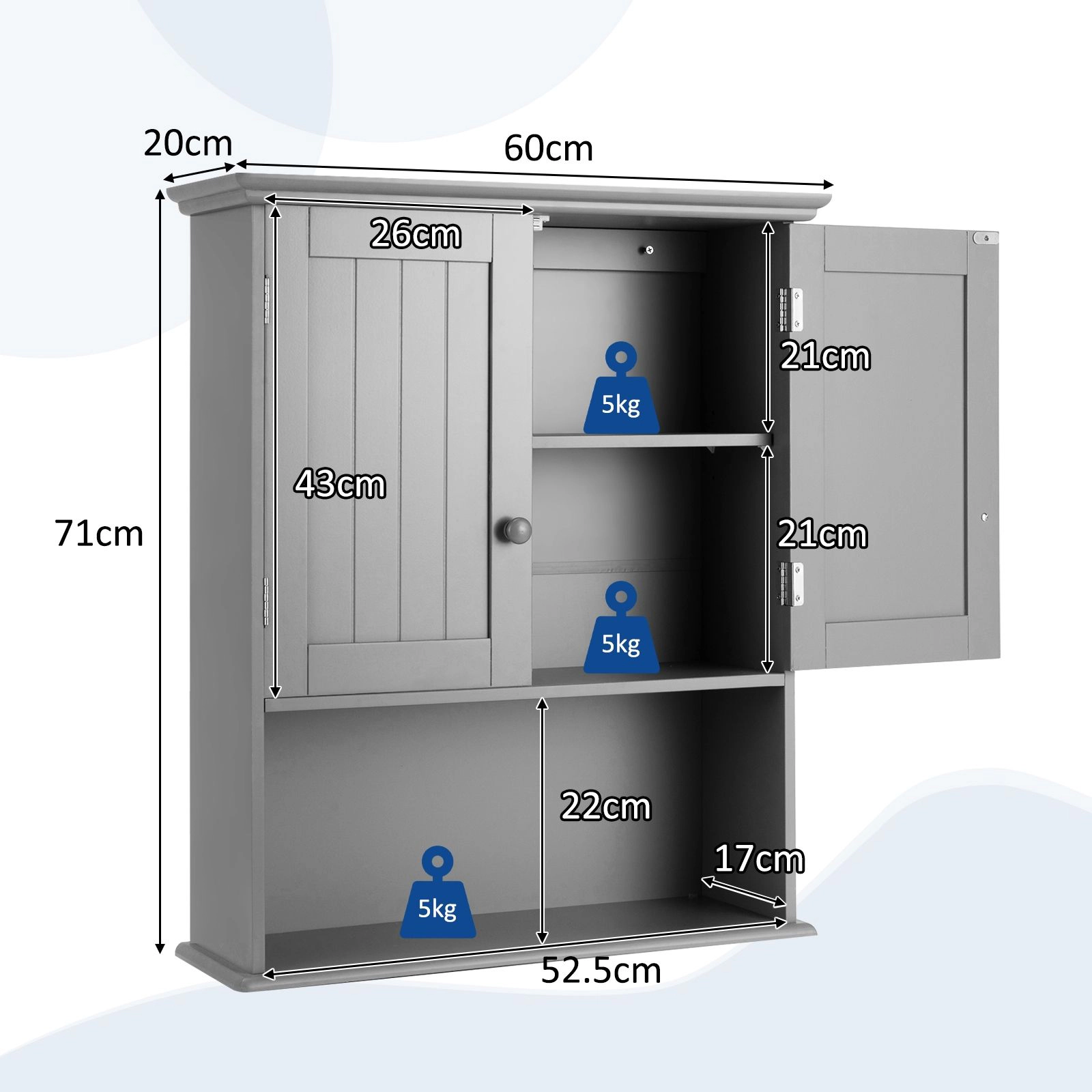 Slickblue Freestanding Bathroom Cabinet with MDF Storage Shelves