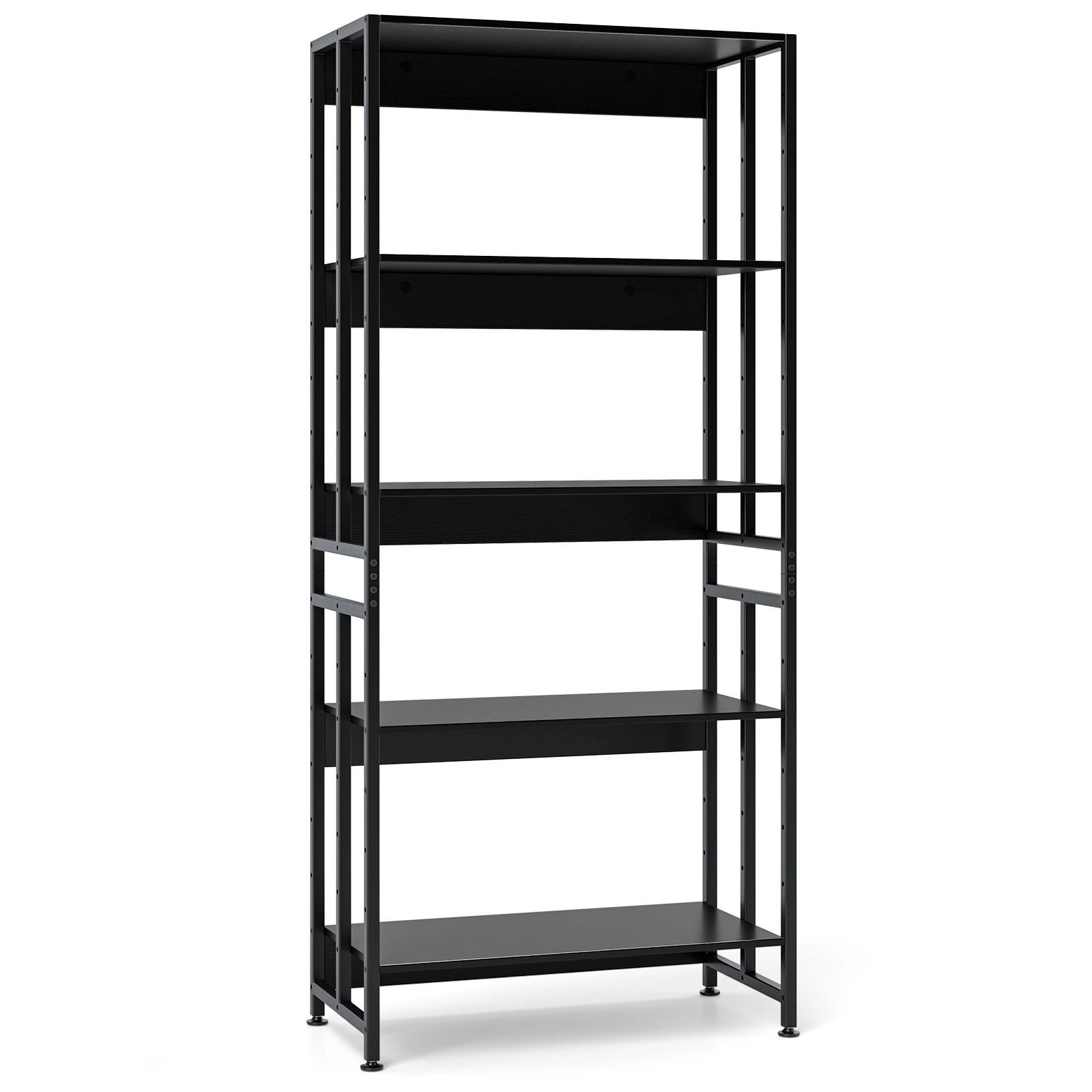 SlickBlue 5 Tier Industrial Bookshelf with Adjustable Shelves Metal Bookcase Rack