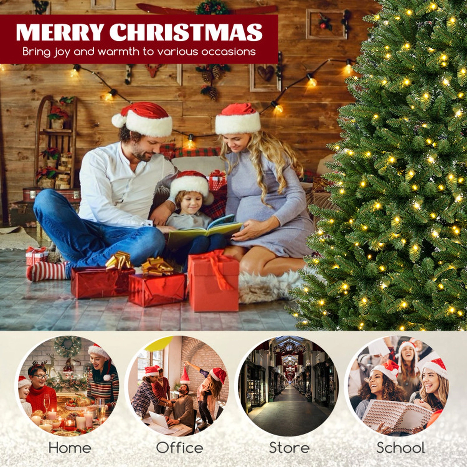 SUGIFT 8-ft Corner Pre-Lit Artificial Christmas Tree with 1137 Branch Tips and 360 Warm White LED Lights
